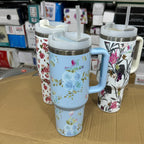 Stanley Sky Blue Floral 40oz Insulated Tumbler Lot imported