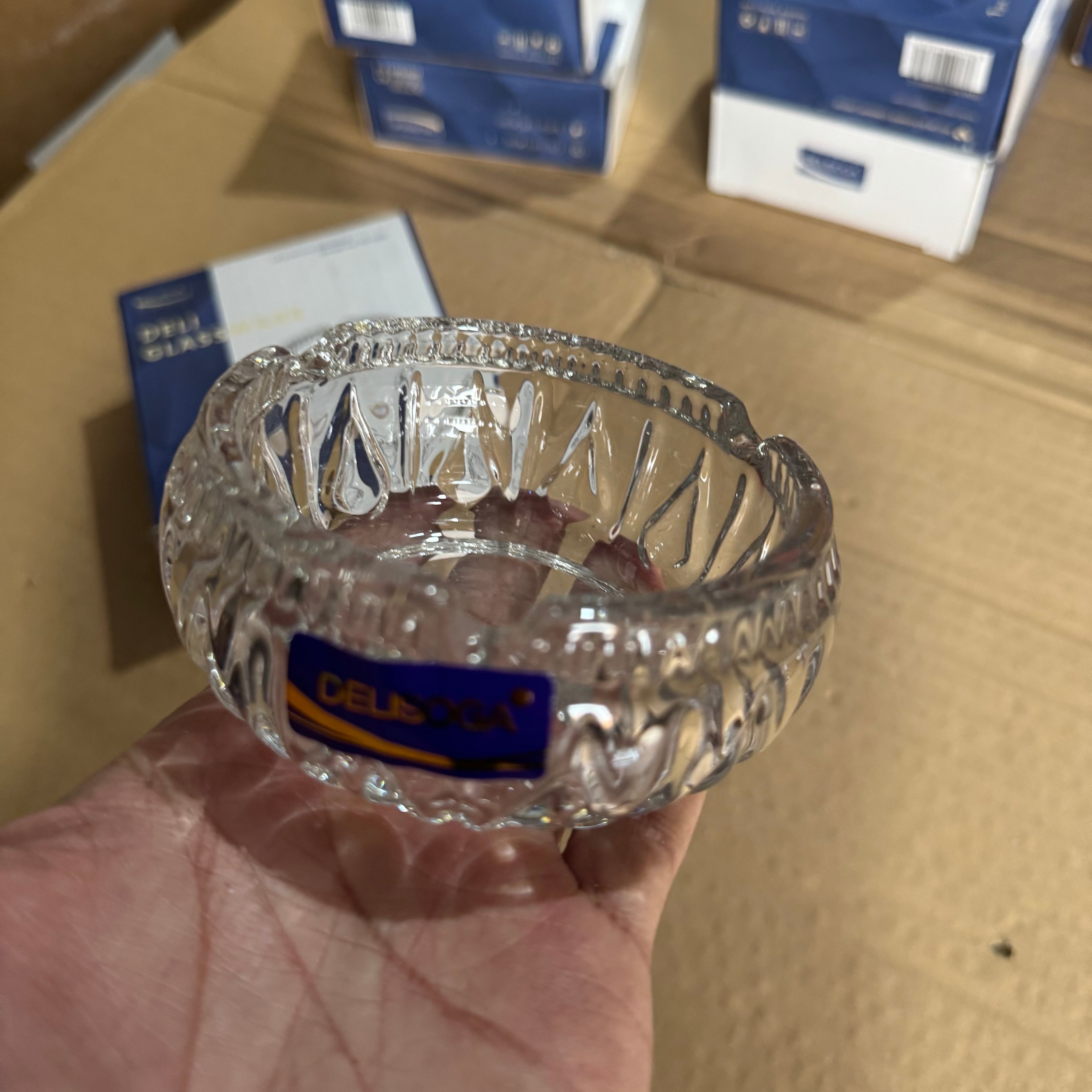Deli Glassware Premium Crystal Ashtray – Model DSYG012-3 Lot Imported