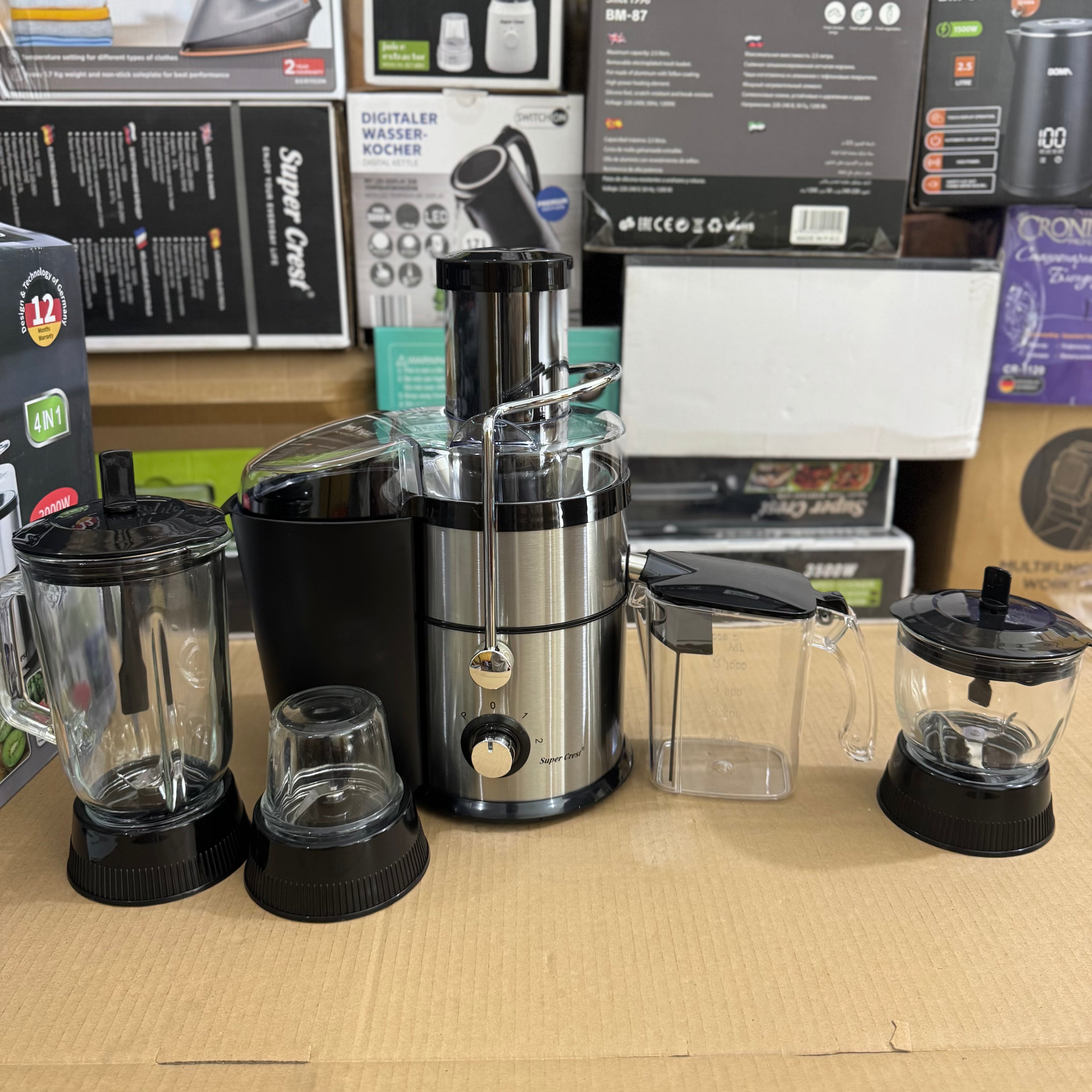 Super Crest 4-in-1 Stainless Steel Juicer & Extractor - Model SCT-8001 Lot Imported