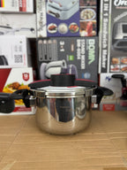 Uniqui 18/10 Stainless Steel Pressure Cooker Set - 8-Piece Multi-Size (5L + 7L) Induction Compatible Cookware with Steamer Basket and Glass Lid