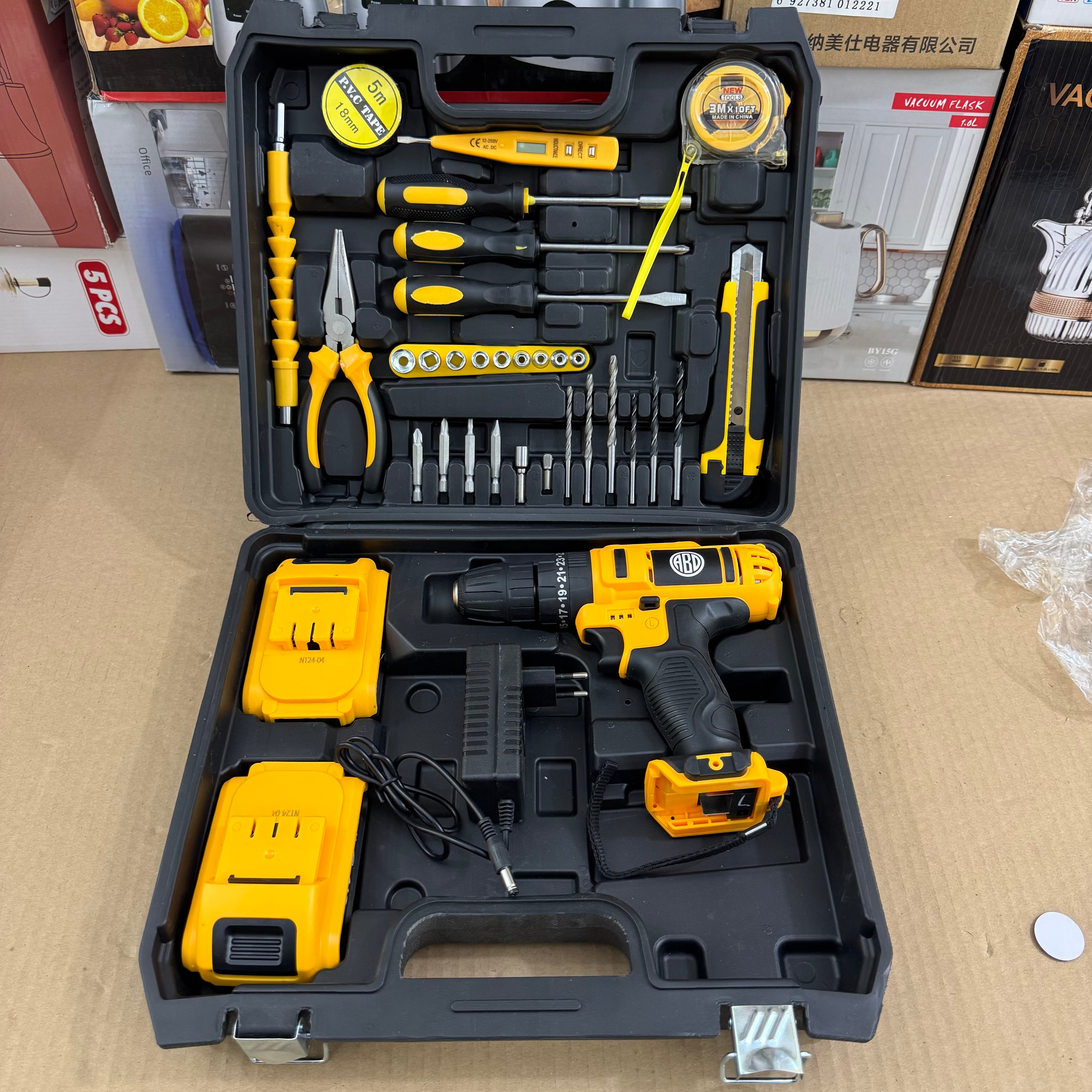 35pic Cordless Drill & Tool Kit Set (Yellow/Black) – German