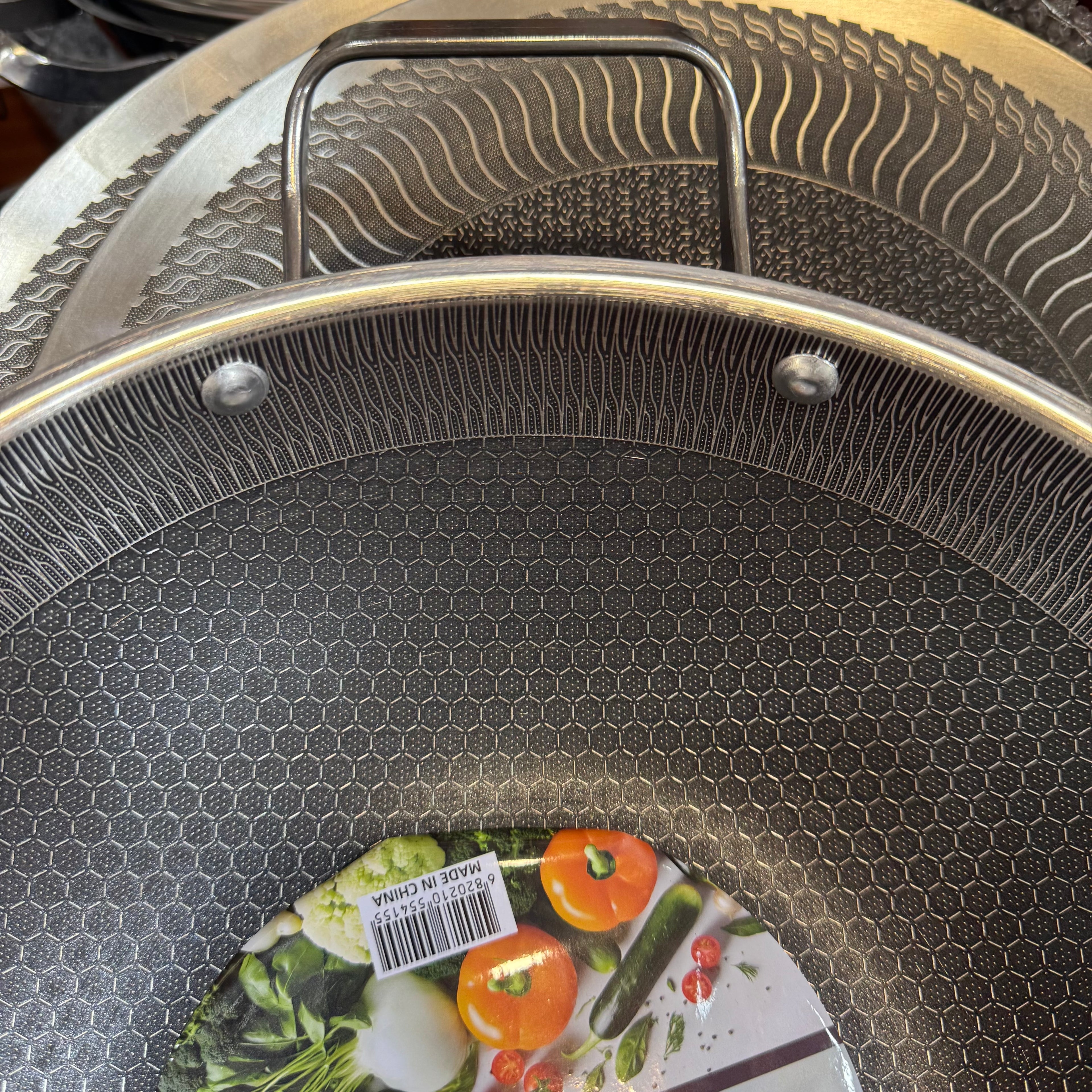 Glass Lid Honeycomb Karahi - 12-Inch
