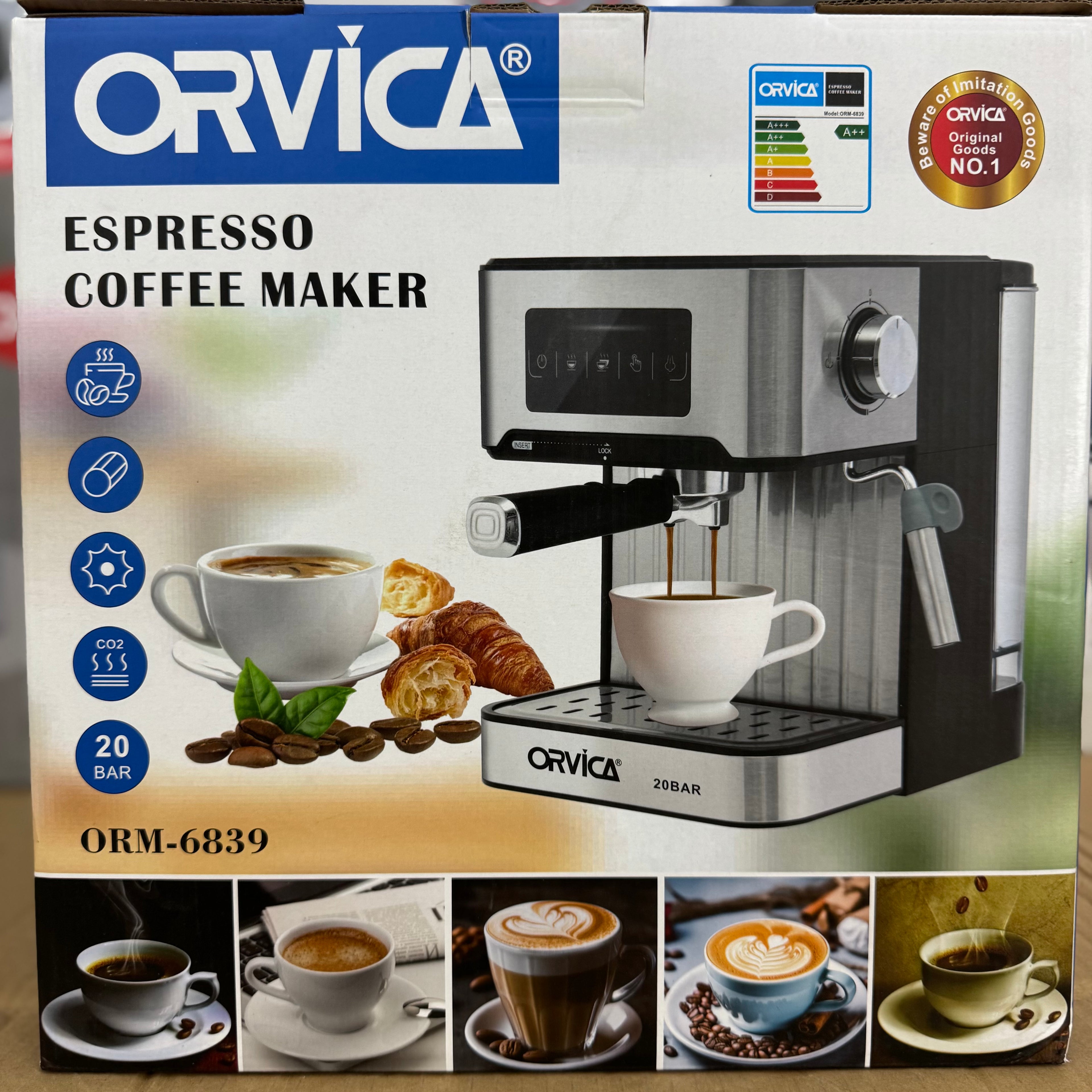 Orvica ORM-6839 Espresso Coffee Maker | 20-Bar Professional Milk Frother