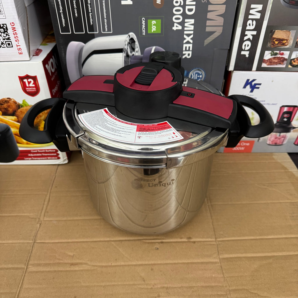 Uniqui 18/10 Stainless Steel Pressure Cooker Set - 8-Piece Multi-Size (5L + 7L) Induction Compatible Cookware with Steamer Basket and Glass Lid