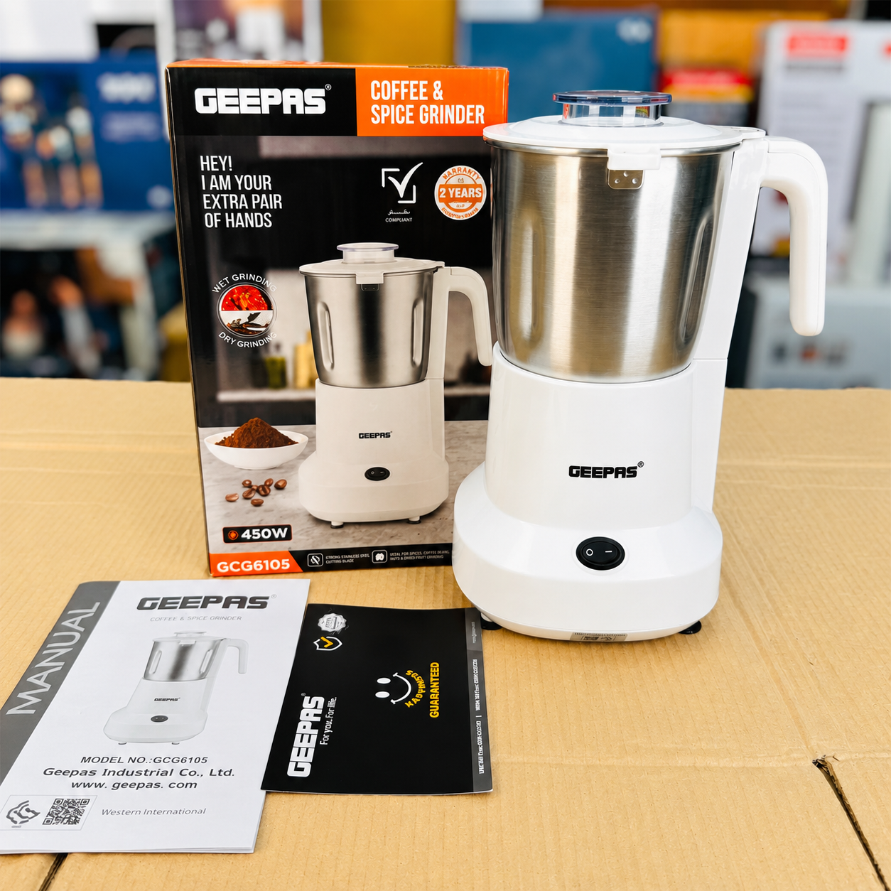 Geepas GCG6105 Coffee & Spice Grinder – Stainless Steel Dry & Wet Grinder