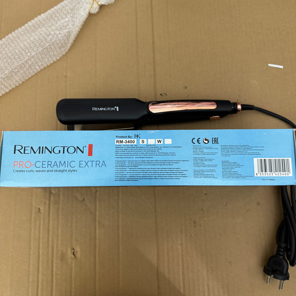 Remington Pro-Ceramic Extra Hair Straightener RM-3400 | Fast Heat, Adjustable Temperature, Smooth Styling