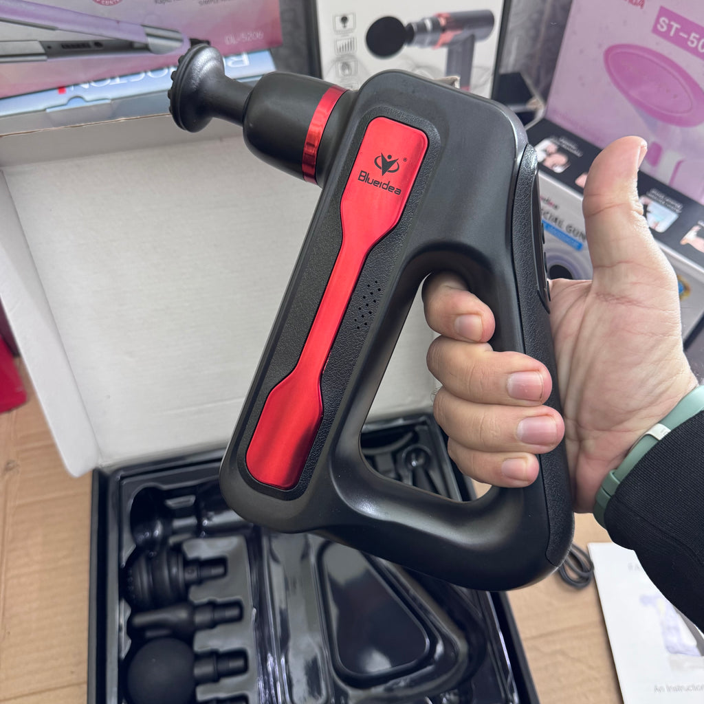 Lot Imported Blueidea LCD Display Fascial Gun – Deep Muscle Massage Gun with 8 Heads