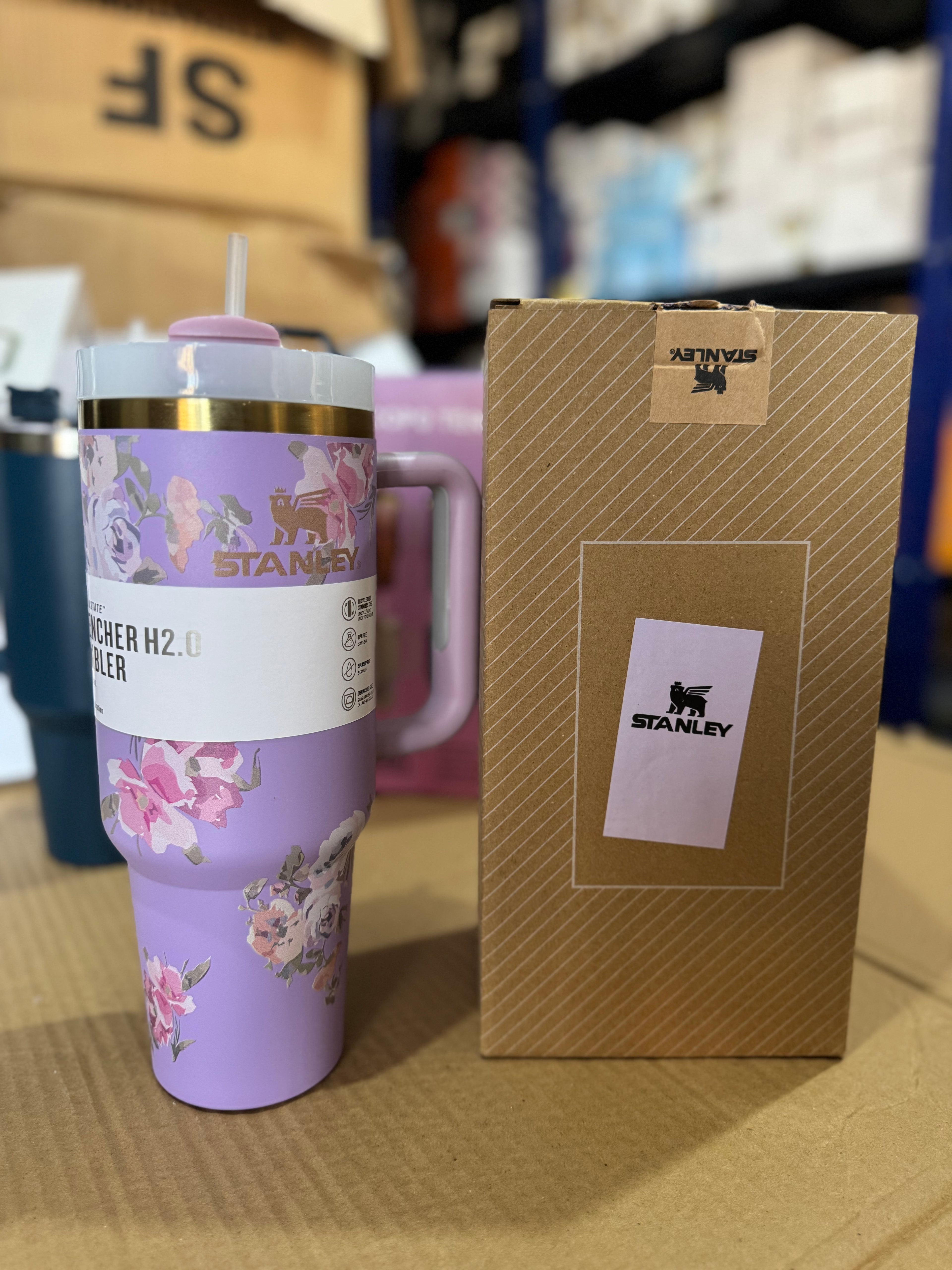 Stanley 1180ml Glass Purple Floral Steel Tumbler