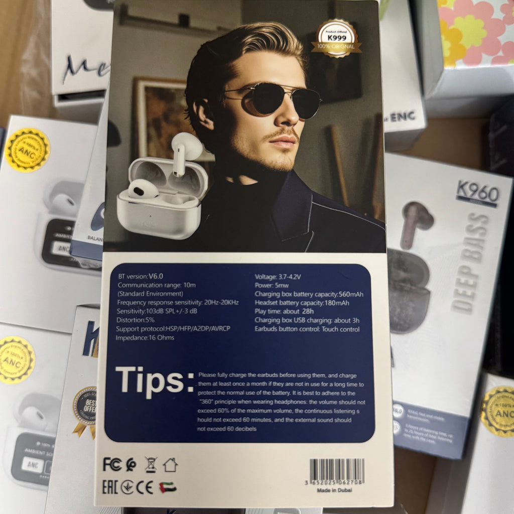 Kamal K999 Premium Metal Wireless Earbuds – Hybrid ENC & 28H Playtime