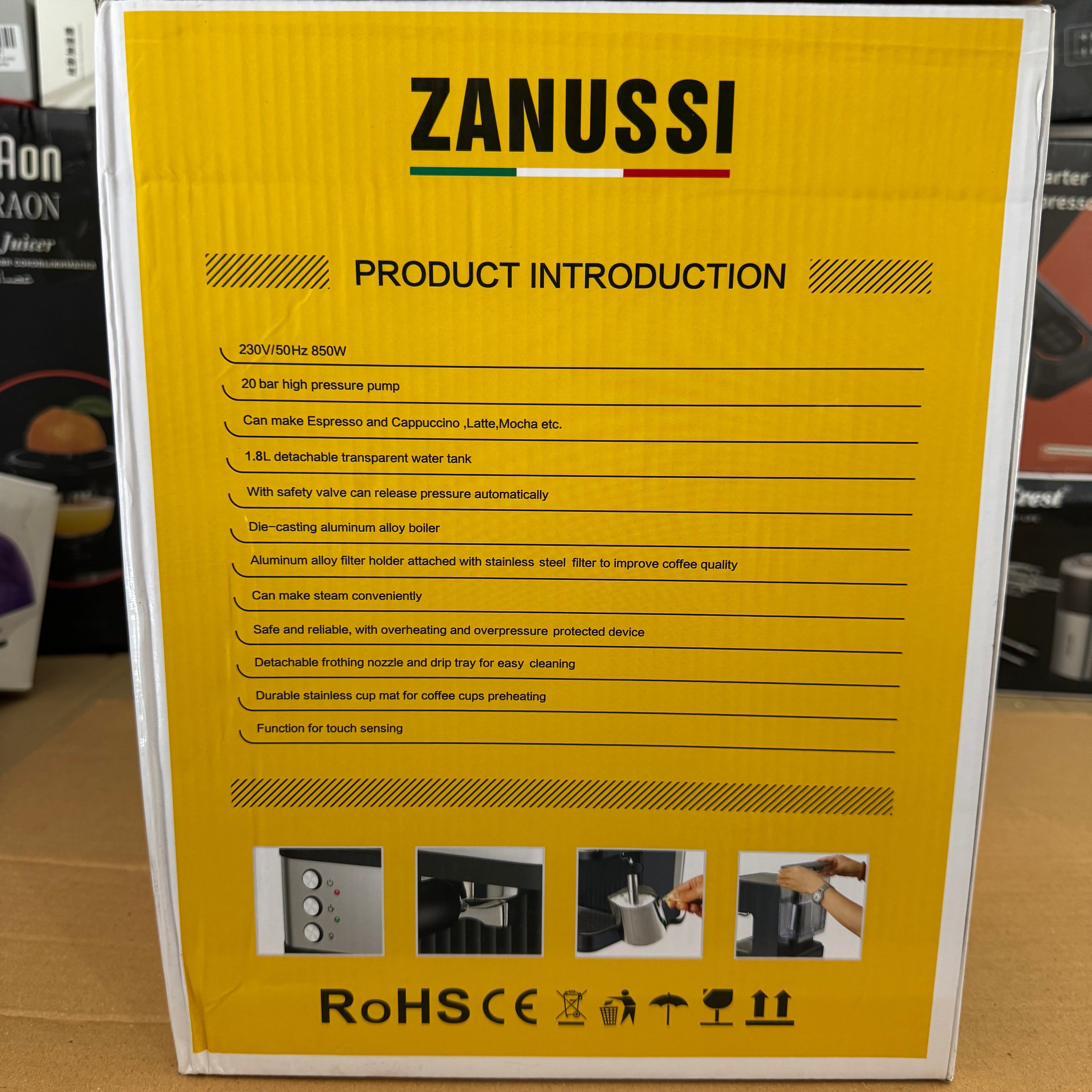 Zanussi 20-Bar Espresso & Cappuccino Machine ZES-1545 - Lot Imported