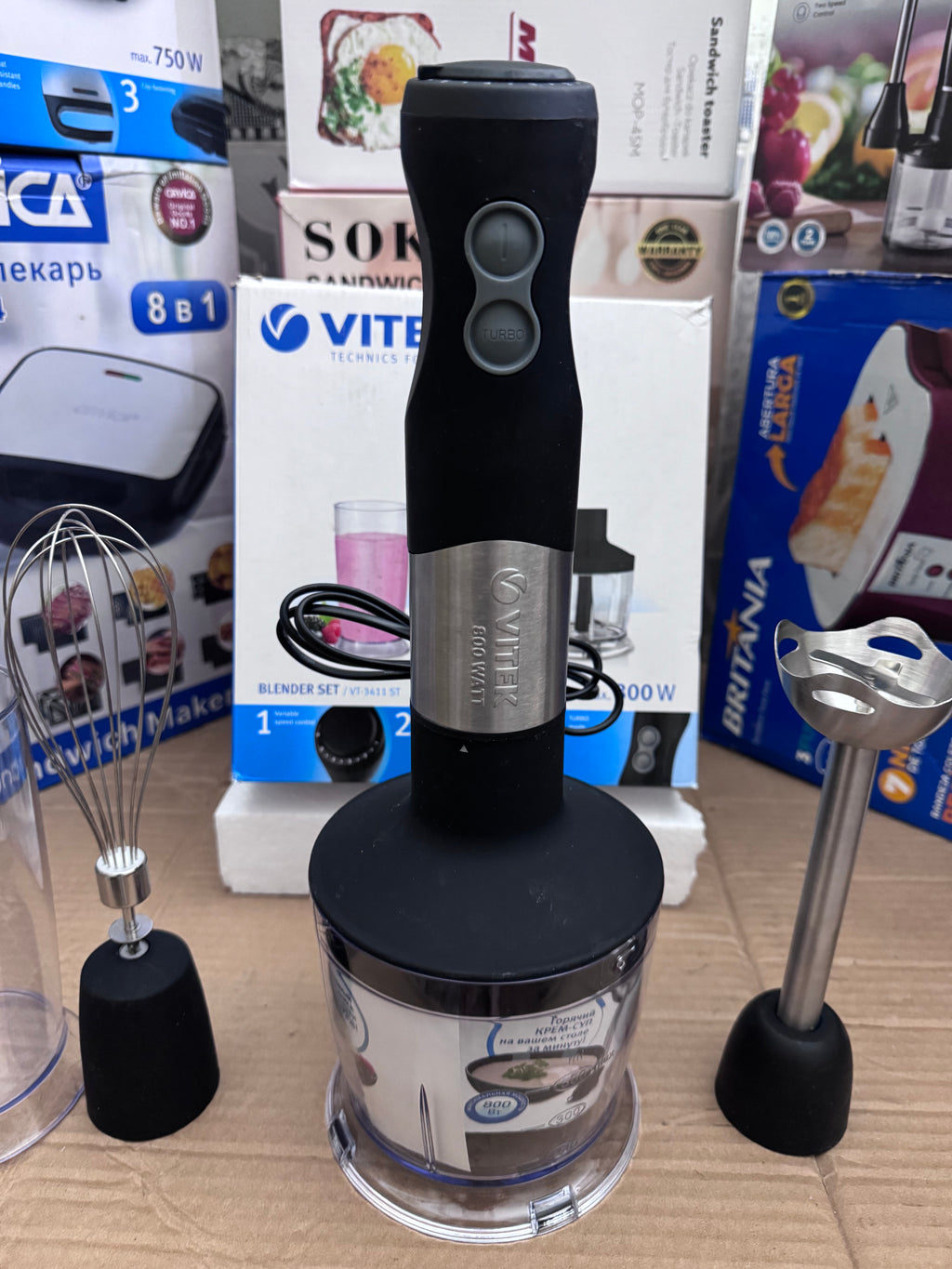 VITEK VT3411 ST Hand Blender Set 800W – Lot Imported | Multi-Function Blender for Kitchen