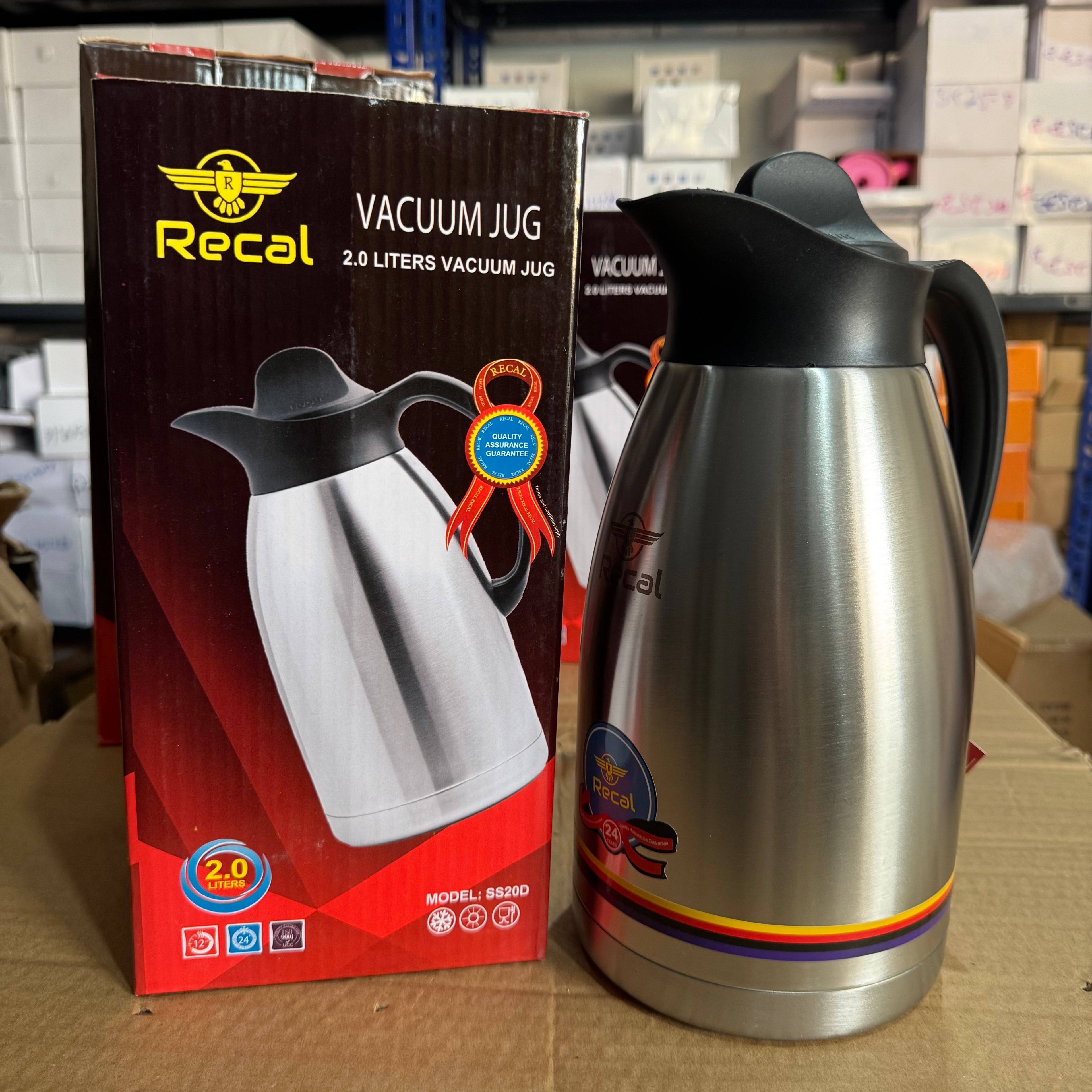 Lot Imported Recal Stainless Steel Vacuum Jug - 2.0L & 3.0L Insulated Thermal Flask