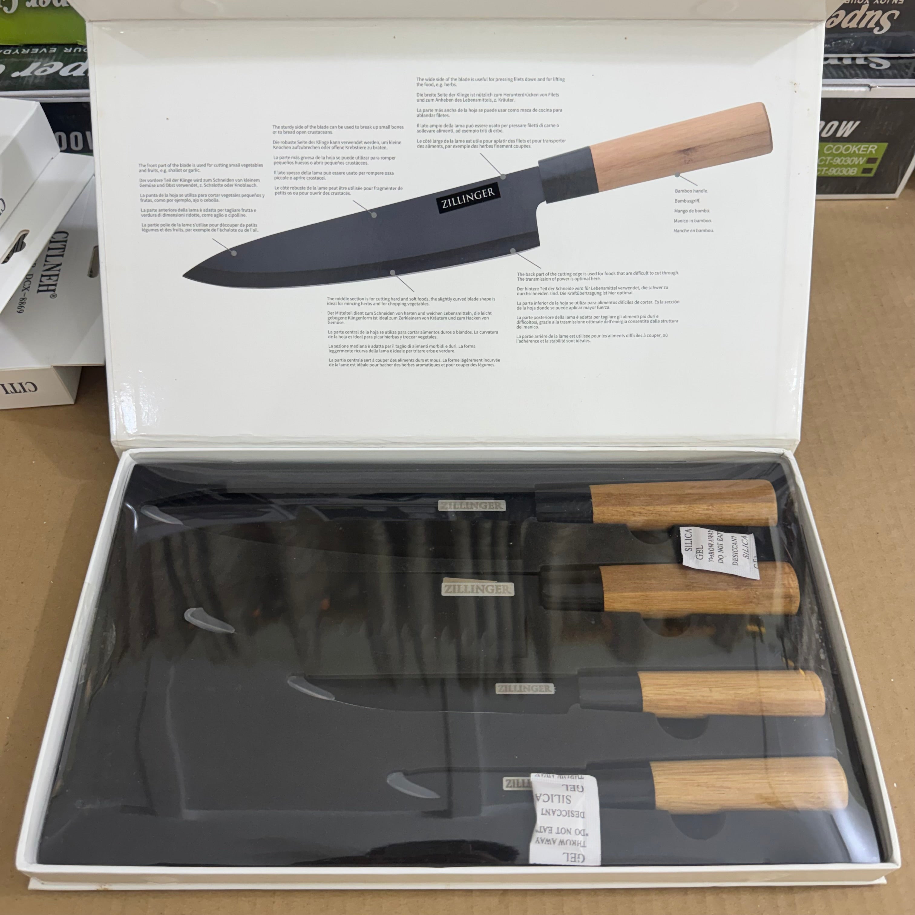 ZILLINGER Professional Japanese Knives 4-Piece Set - ZL-01 Lot Imported