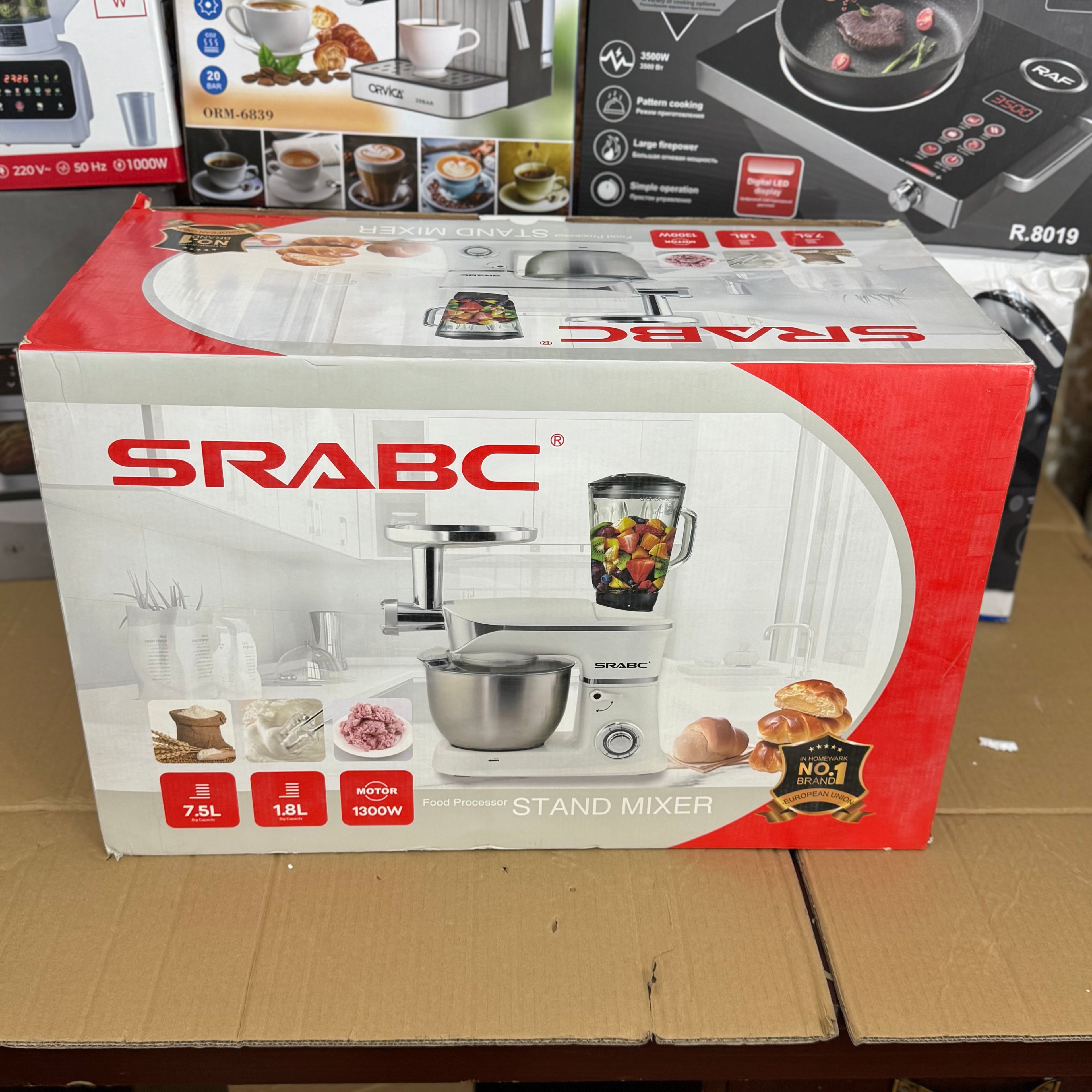 SRABC 3-in-1 Stand Mixer & Food Processor | 1300W Heavy Duty 7.5L Mixer