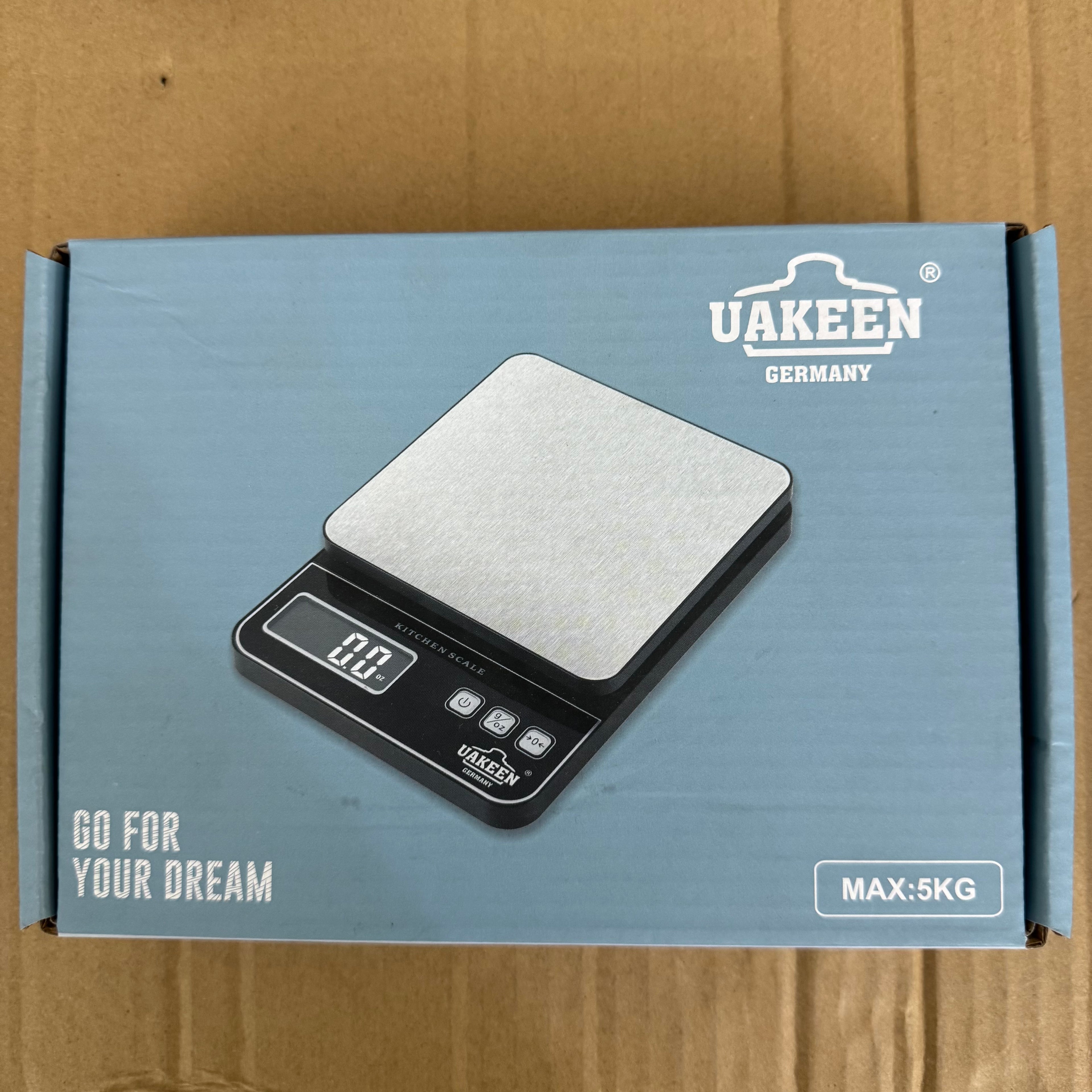 Uakeen Germany Digital Kitchen Scale | High-Precision Silver Food Scale