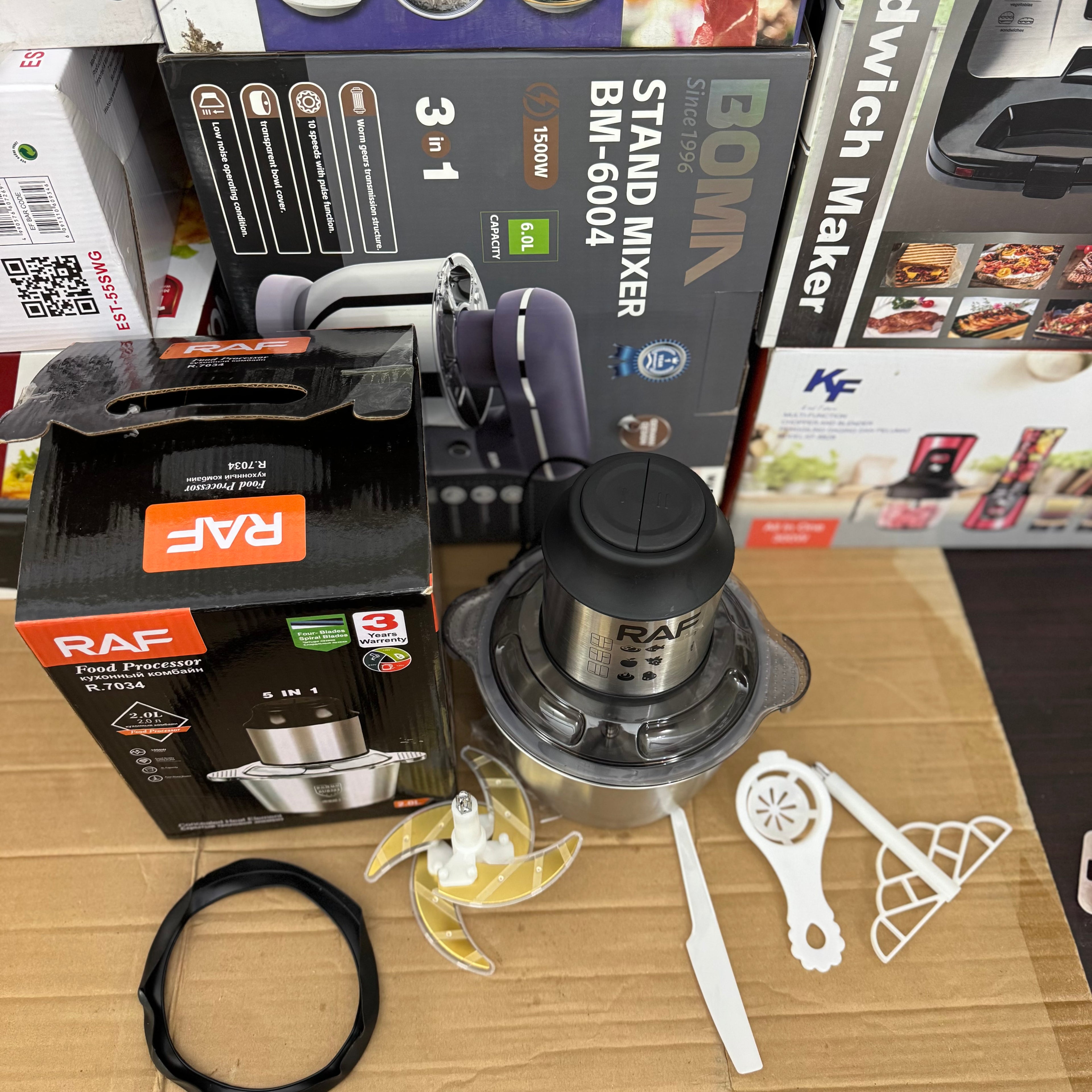 RAF R.7034 5-in-1 Electric Food Processor & Meat Grinder – 2.0L Stainless Steel Bowl, 1000W Power