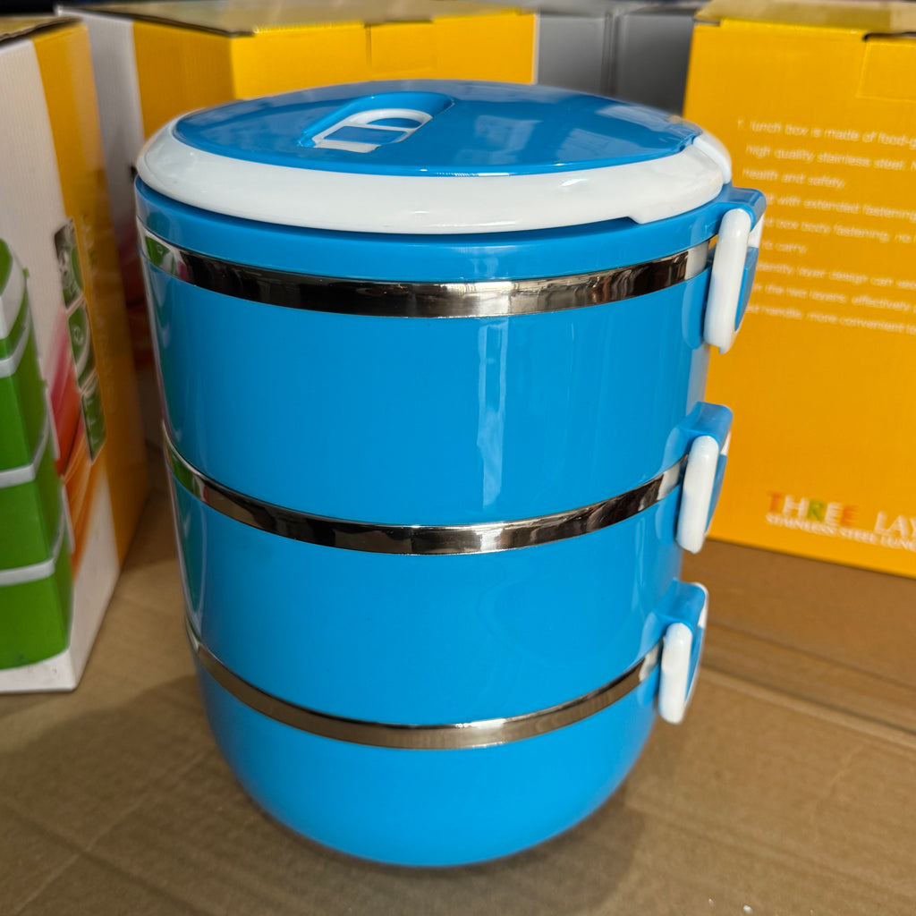 3.0L Extra Large 3-Tier Stainless Steel Lunch Box Lot Imported