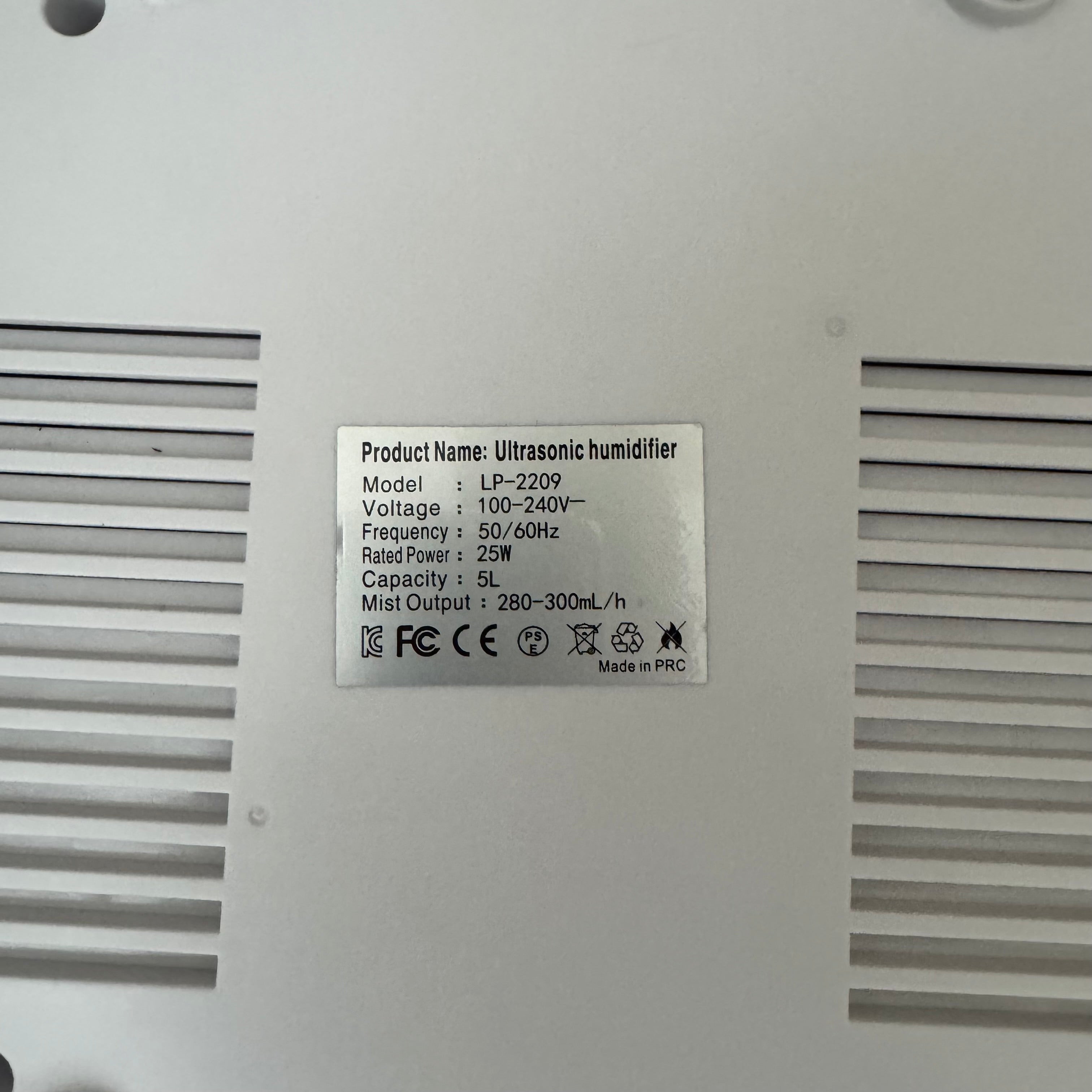 5L Ultrasonic Humidifier with Smart Digital Display - (LP-2209) Lot Imported