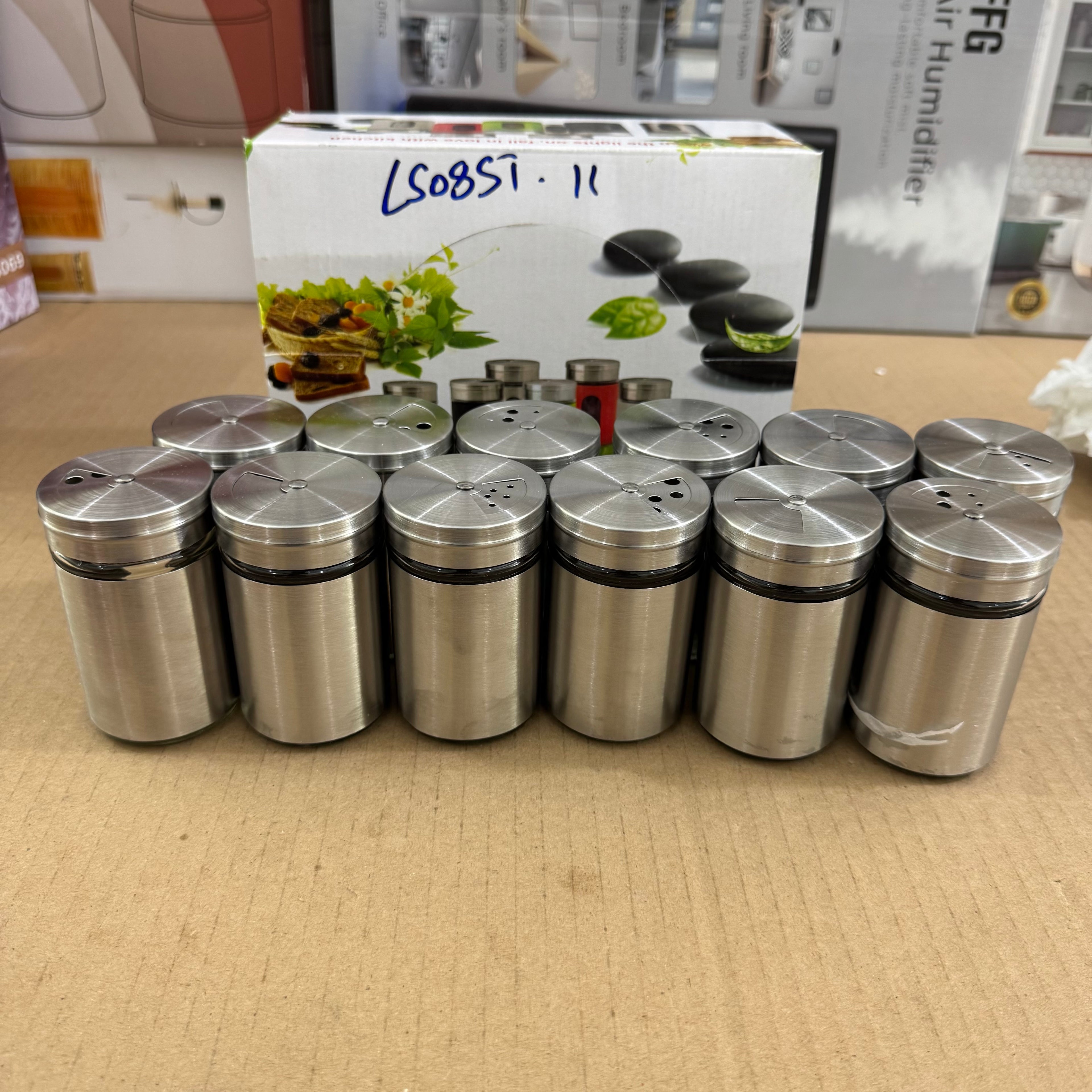 12-Piece Stainless Steel Spice Jar Set