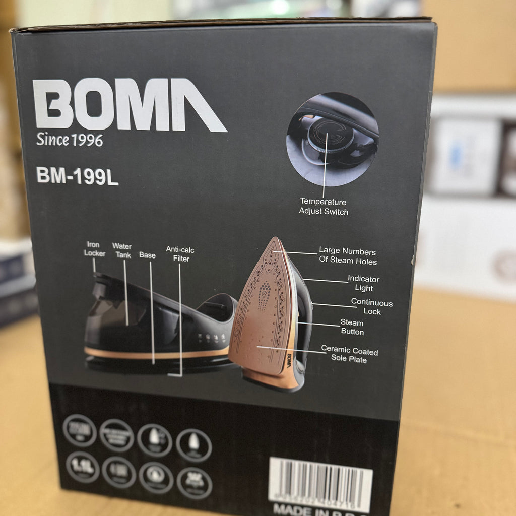 BOMA BM-199L Pressure Steam Electric Iron – German Technology, Lot Imported (2250W)