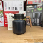 Premium 1.0L Insulated Thermal Tea Pot Black| Smart Temperature Display & Wood Handle