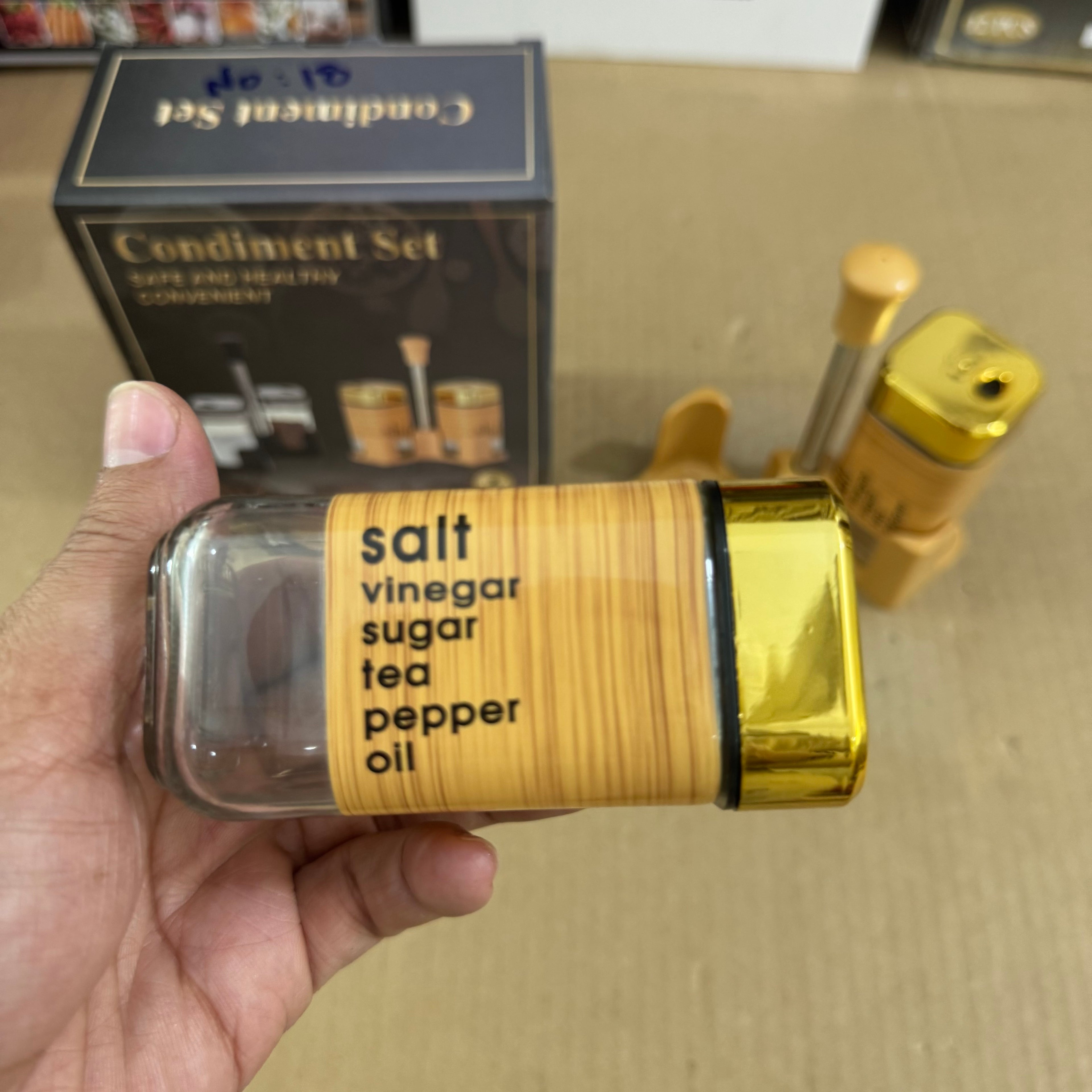 2-Piece Condiment & Spice Jar Set with Stand