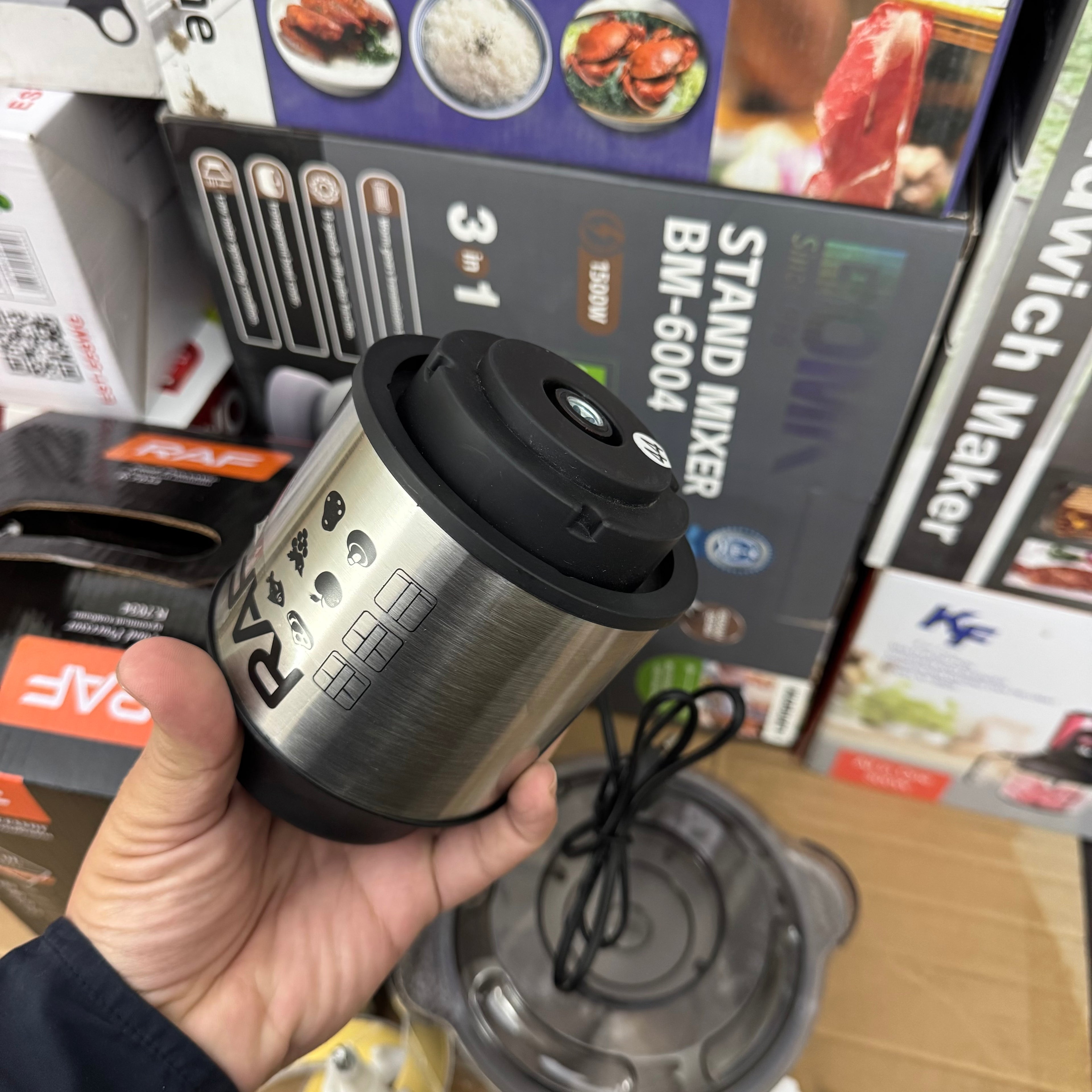 RAF R.7034 5-in-1 Electric Food Processor & Meat Grinder – 2.0L Stainless Steel Bowl, 1000W Power