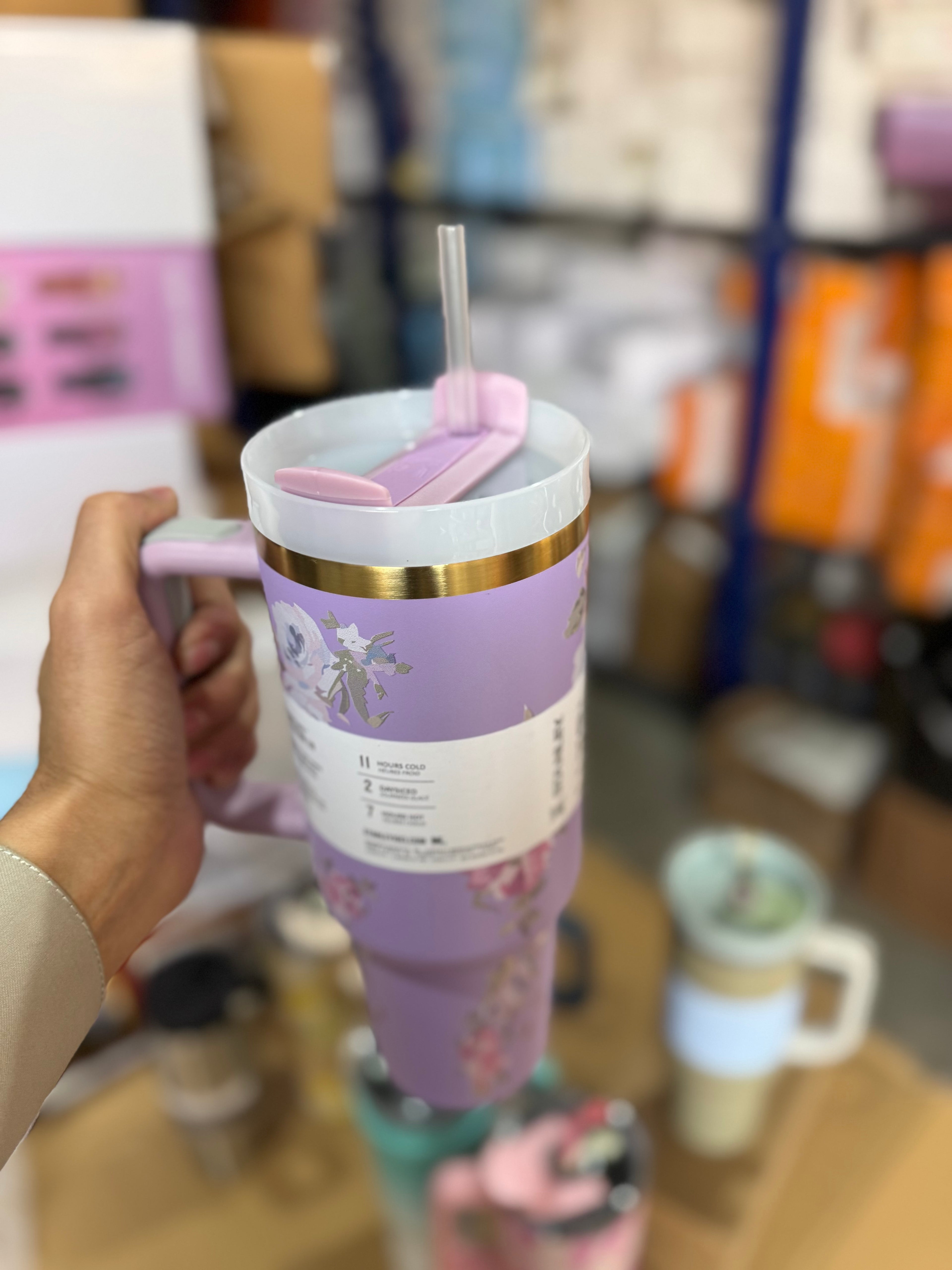 Stanley 1180ml Glass Purple Floral Steel Tumbler