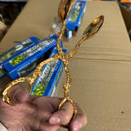 Elegant Gold Floral Sandwich & Salad Tongs Lot Imported