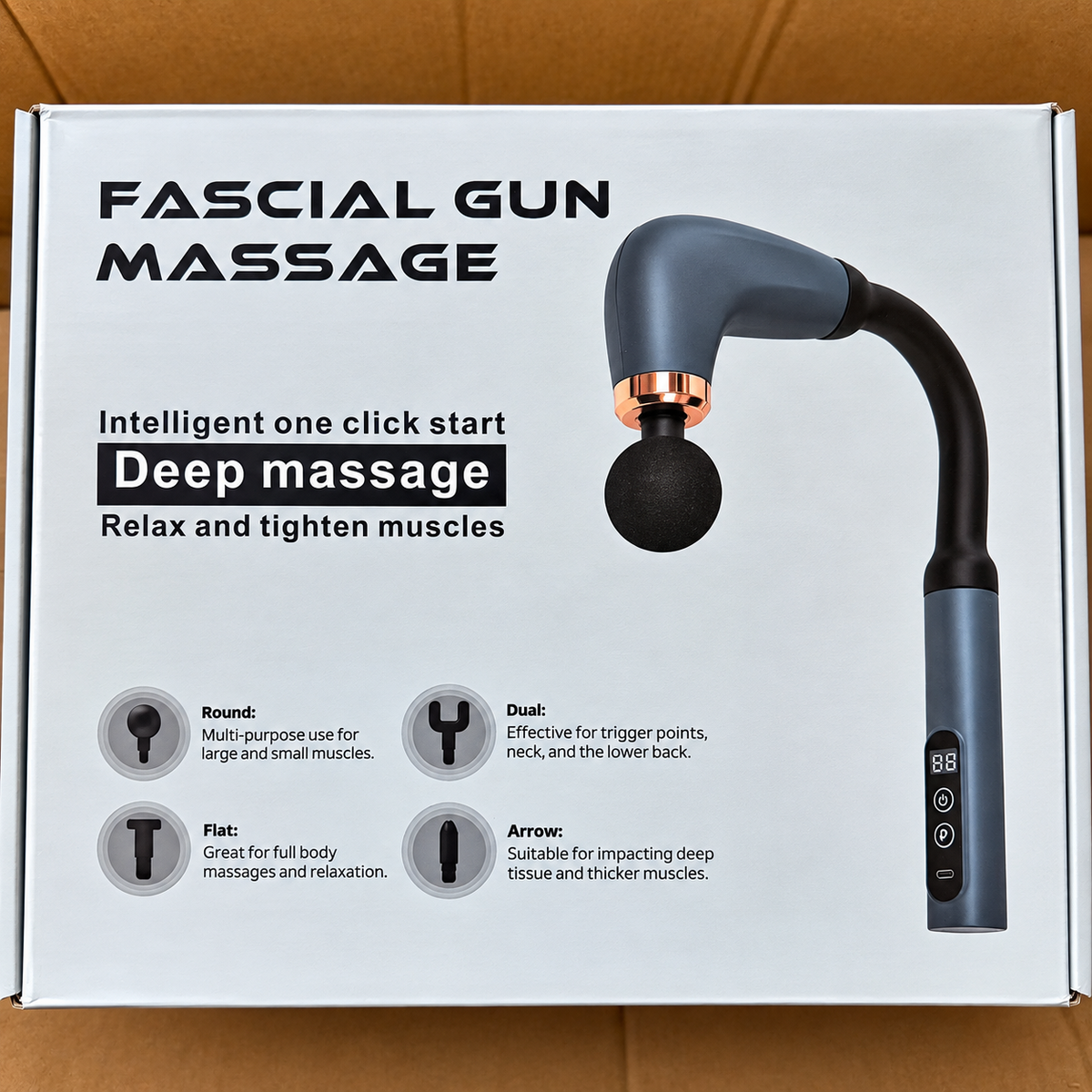 4D Facial Gun Massage – 9-Speed Deep Muscle Massage Gun with 4 Heads