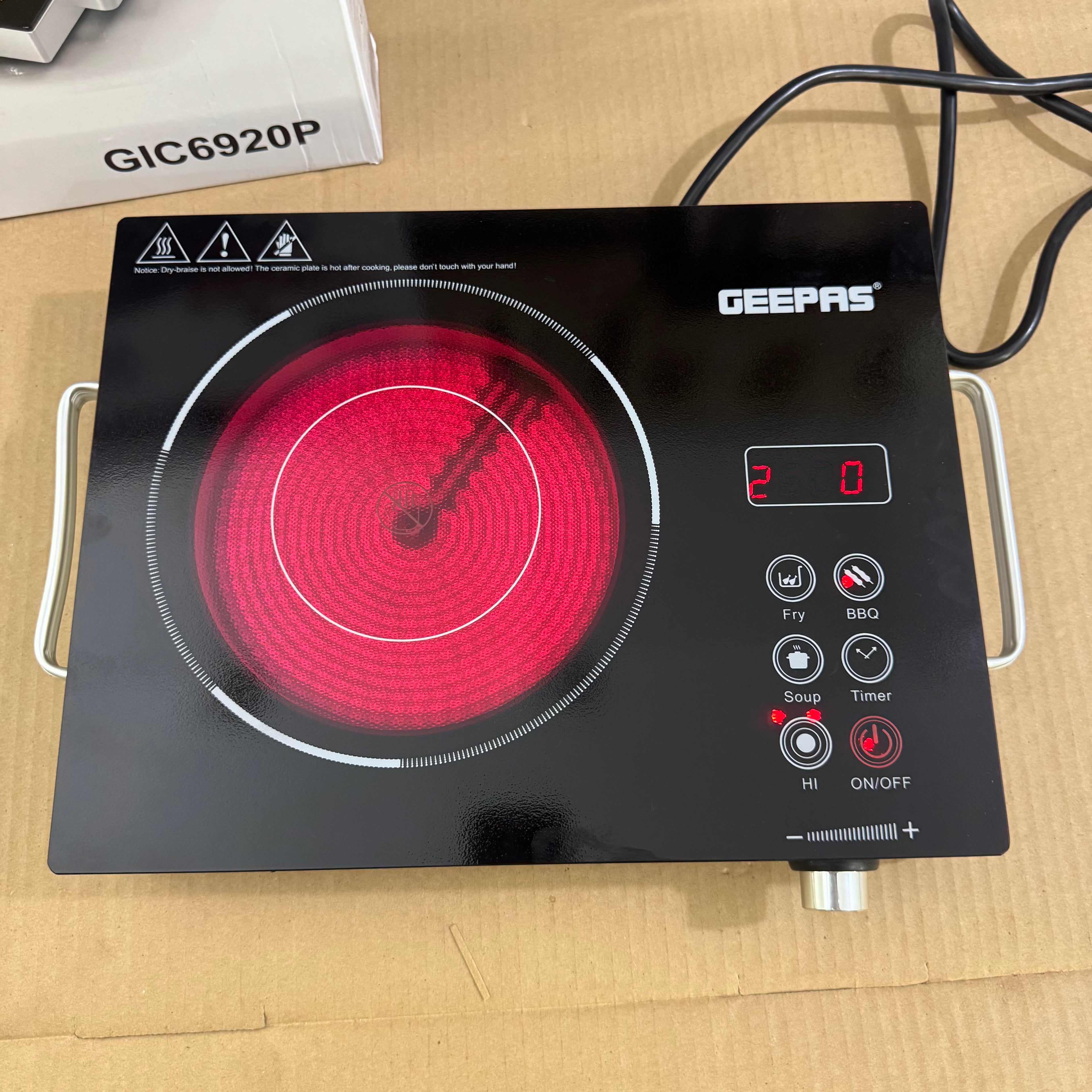 Geepas 2600W Digital Infrared Cooker GIC6920P – Heavy Duty 6months warranty