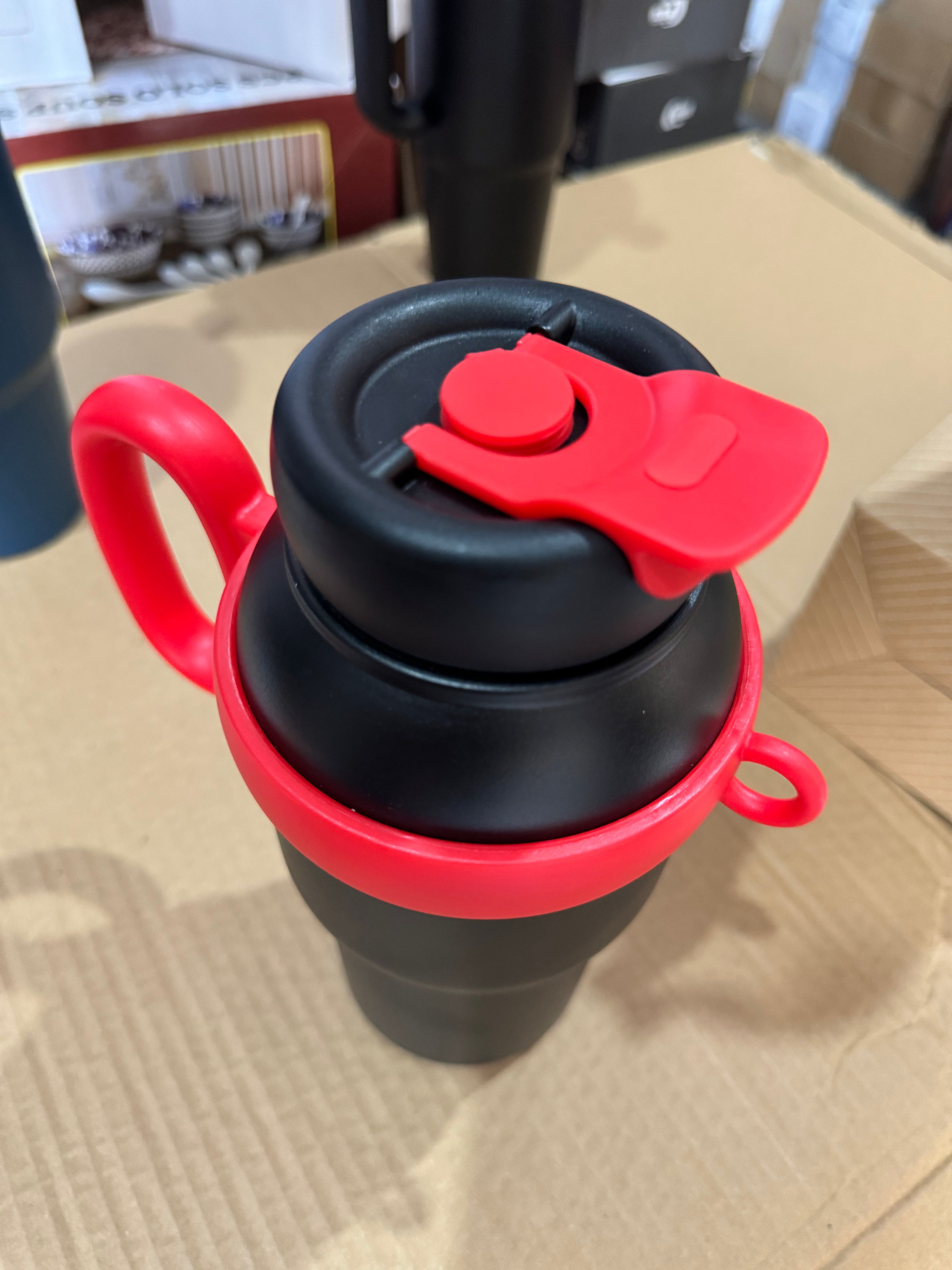 Premium 1000ml Black & Red Insulated Water Bottle | Vacuum Travel Mug