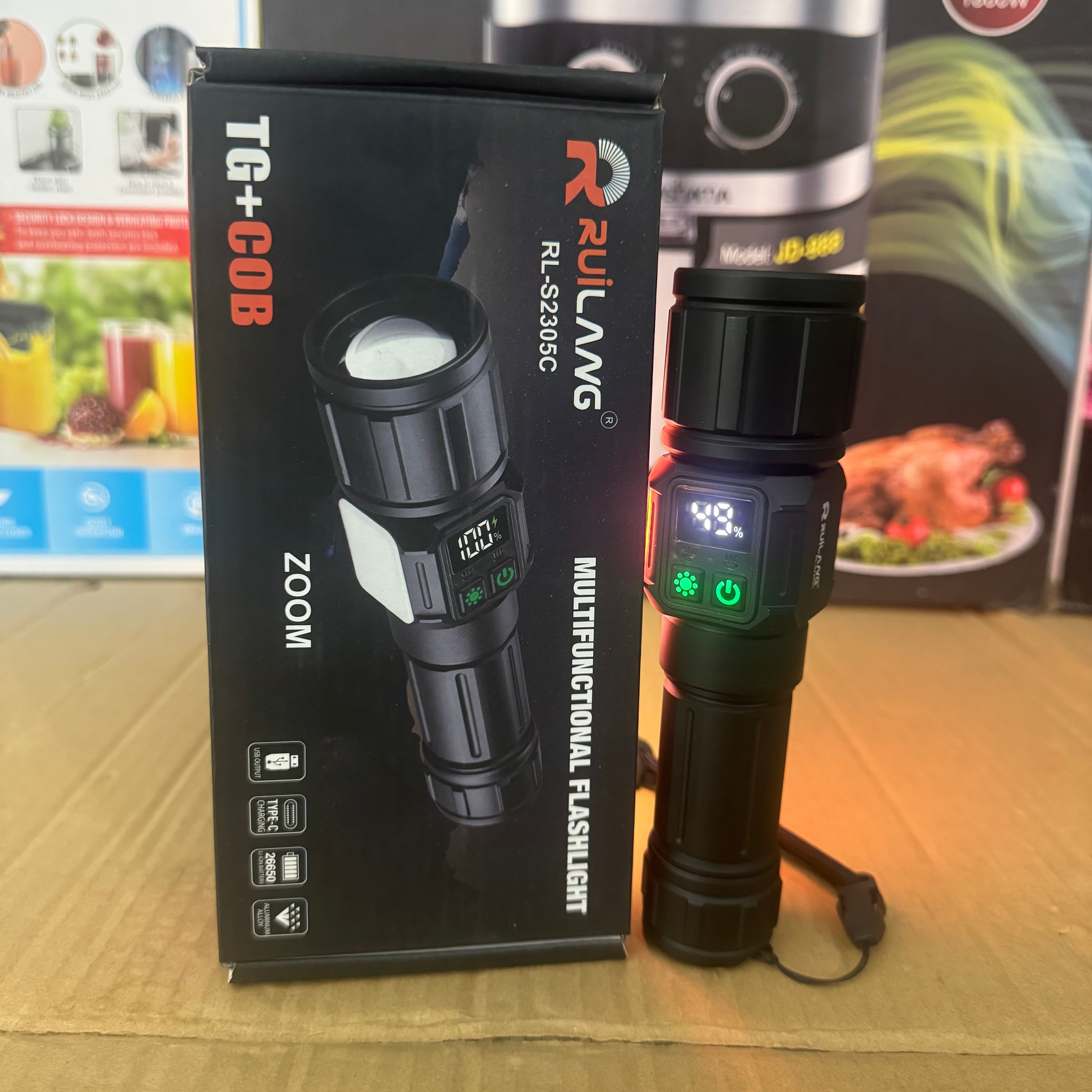 Lot Imported RuiLang RL-S2305C Multifunctional TG+COB Zoom Flashlight