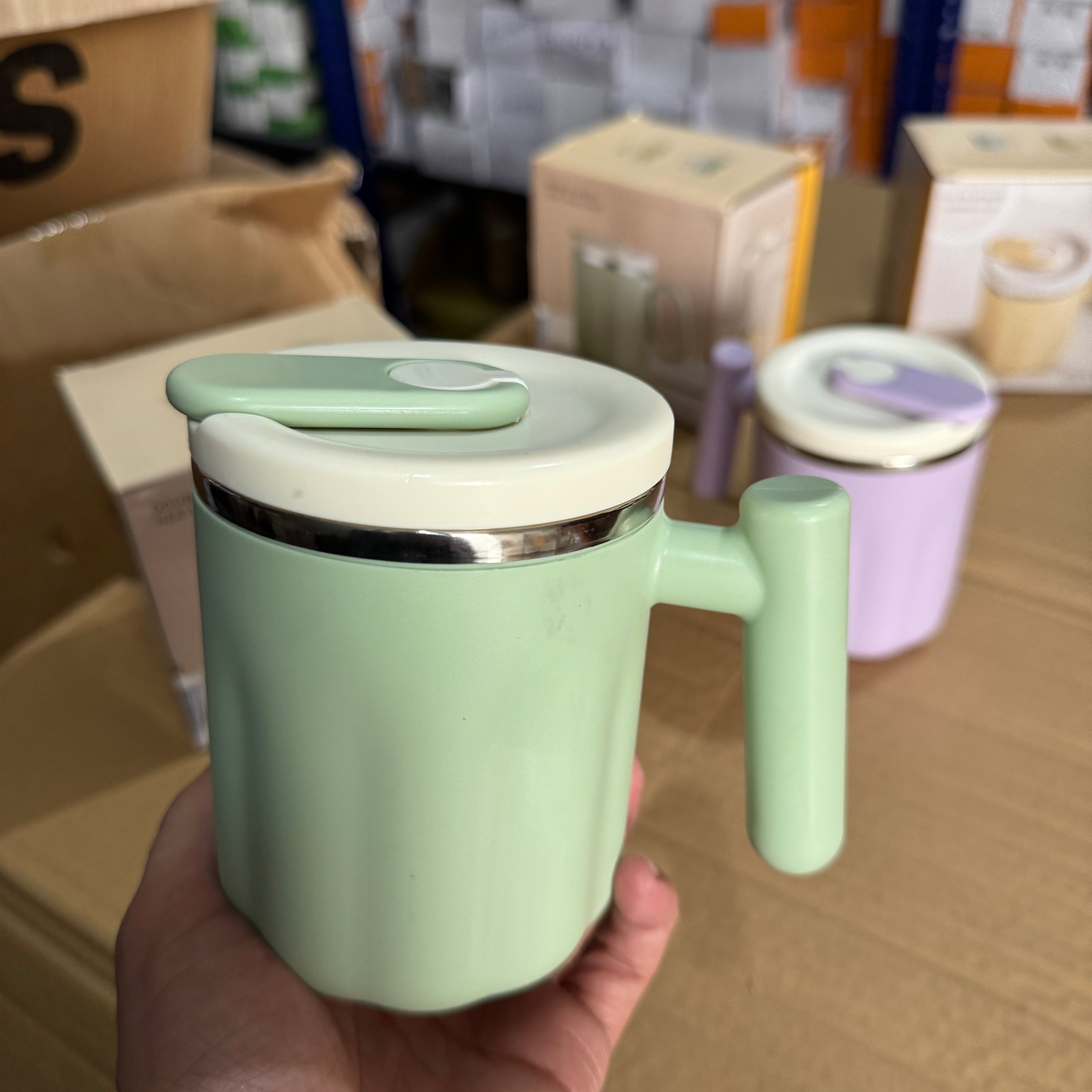 Sage Green | 450ml Double-Layer Heat-Resistant Insulated Mug with Lid
