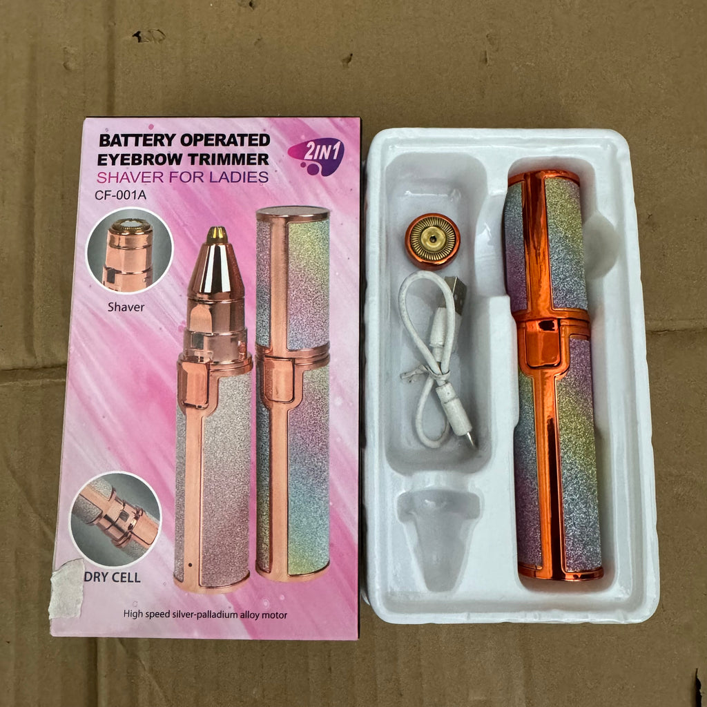 2-in-1 Glitter Electric Eyebrow Trimmer & Facial Shaver - USB Rechargeable