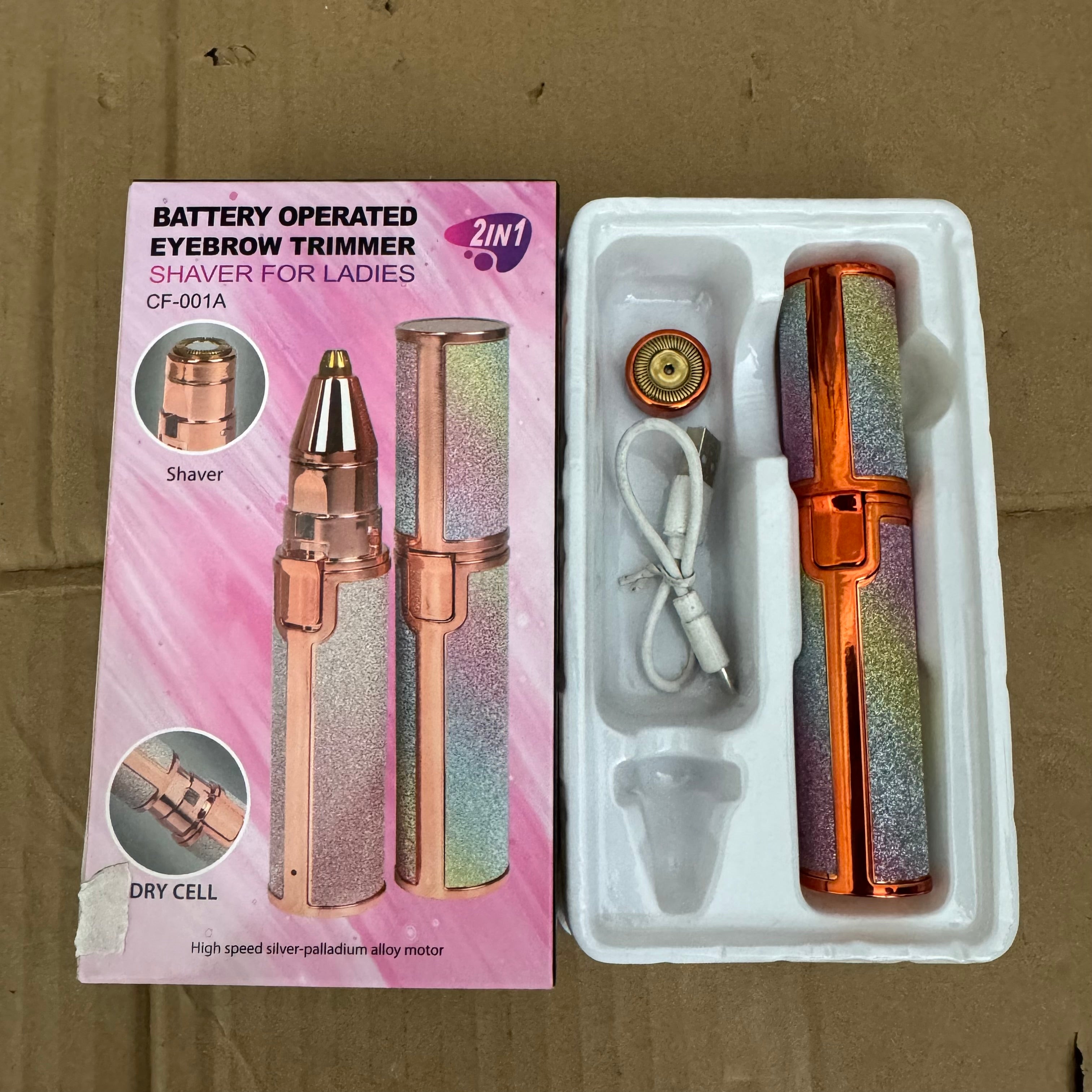 2-in-1 Glitter Electric Eyebrow Trimmer & Facial Shaver - USB Rechargeable