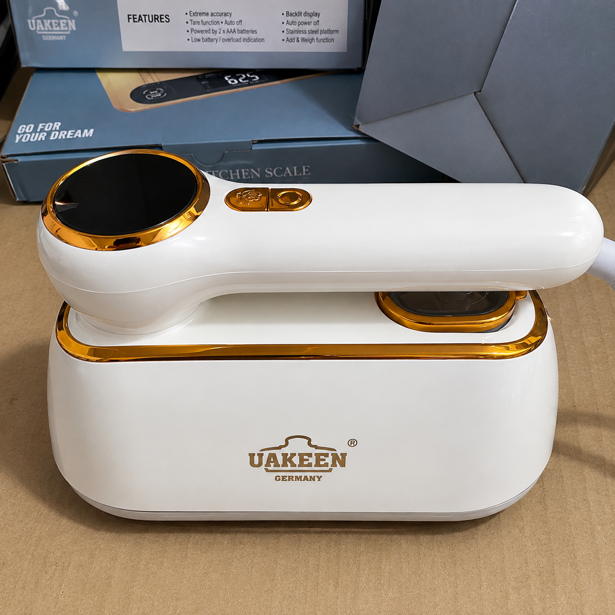 UAKEEN ZL-828 1300W Mini Steam Iron – Portable LCD Display, Ceramic Soleplate & Rotating Handle