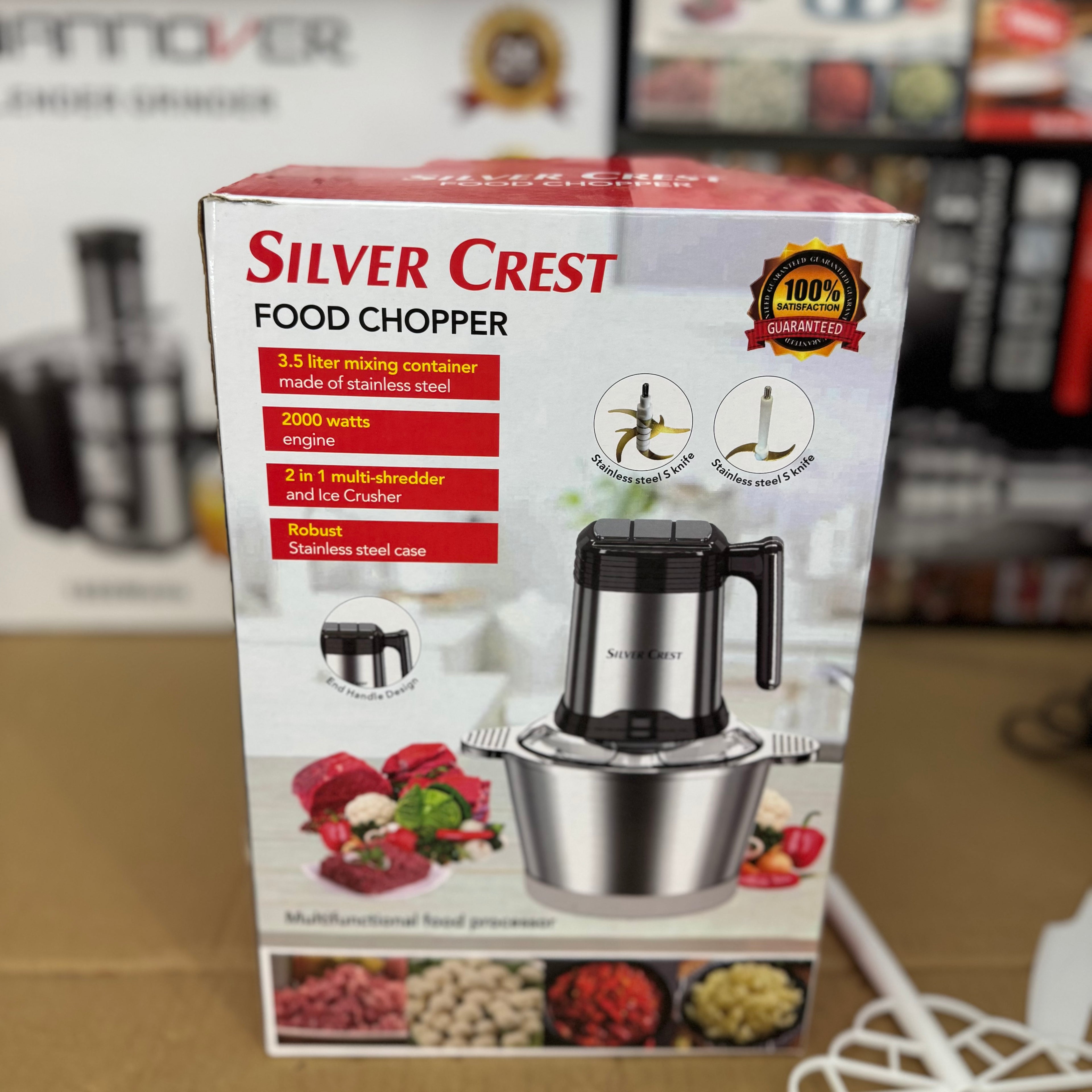 Silver Crest 3.5L Electric Food Chopper – 2000W Heavy Duty Meat Grinder & Ice Crusher Lot Imported
