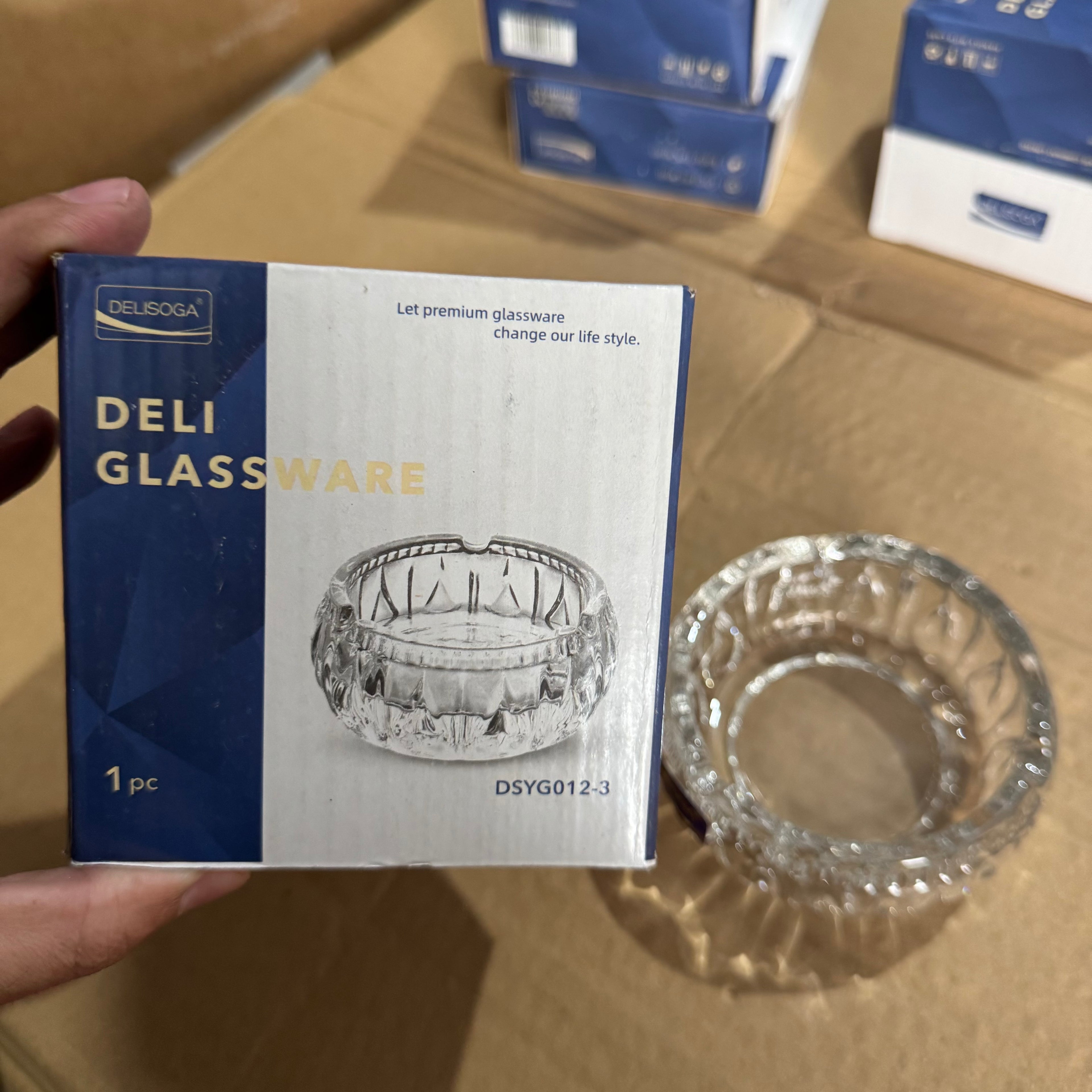 Deli Glassware Premium Crystal Ashtray – Model DSYG012-3 Lot Imported