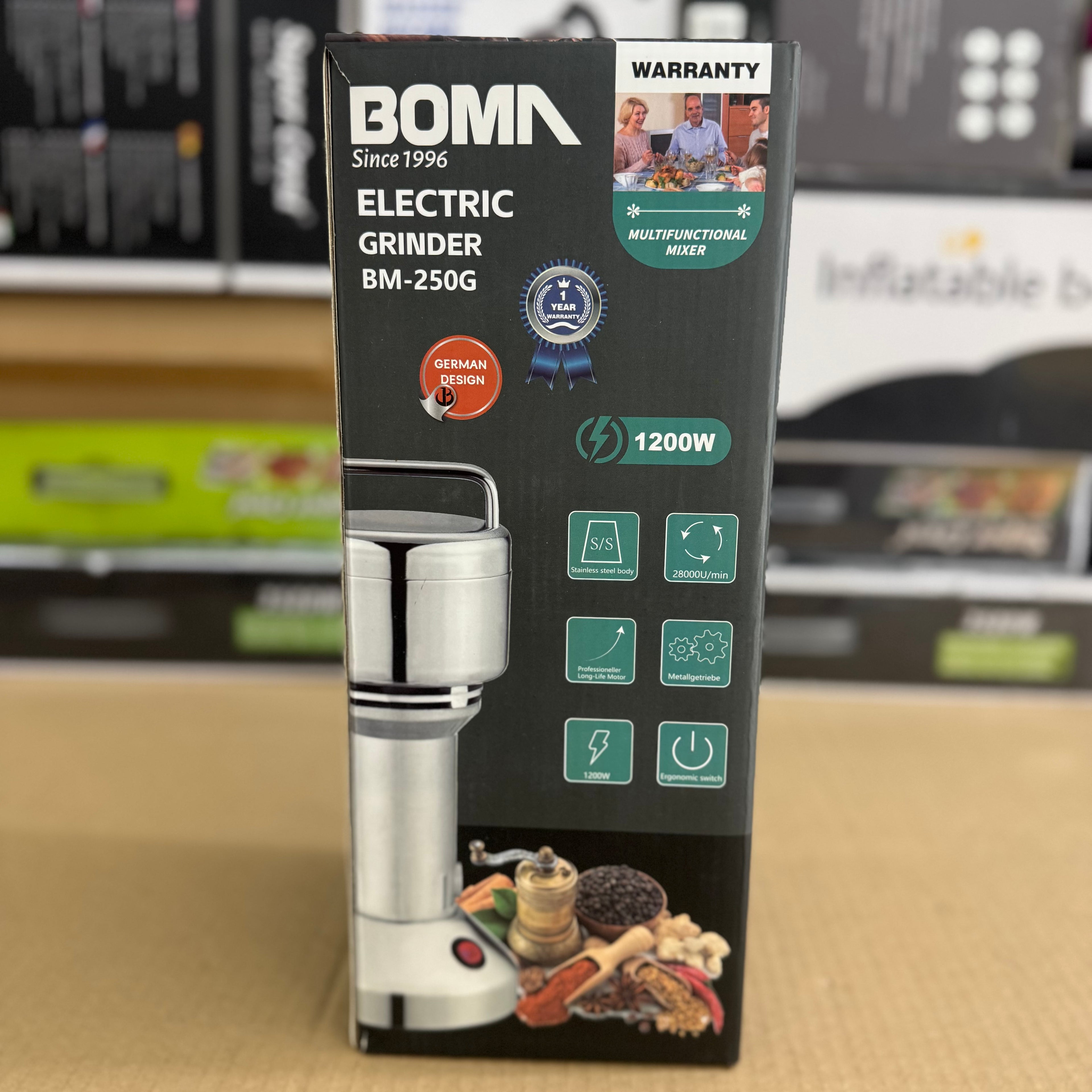 BOMA 1200W High-Speed Electric Spice & Coffee Grinder (BM-250G) Lot Imported