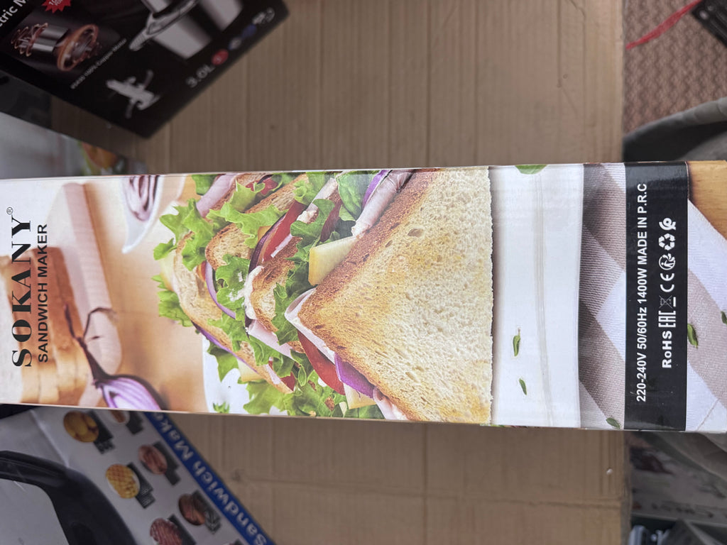 Lot Imported Sokany Sandwich Maker SK-08102 – 1400W Double Side Heating | Best Sandwich Maker in Pakistan