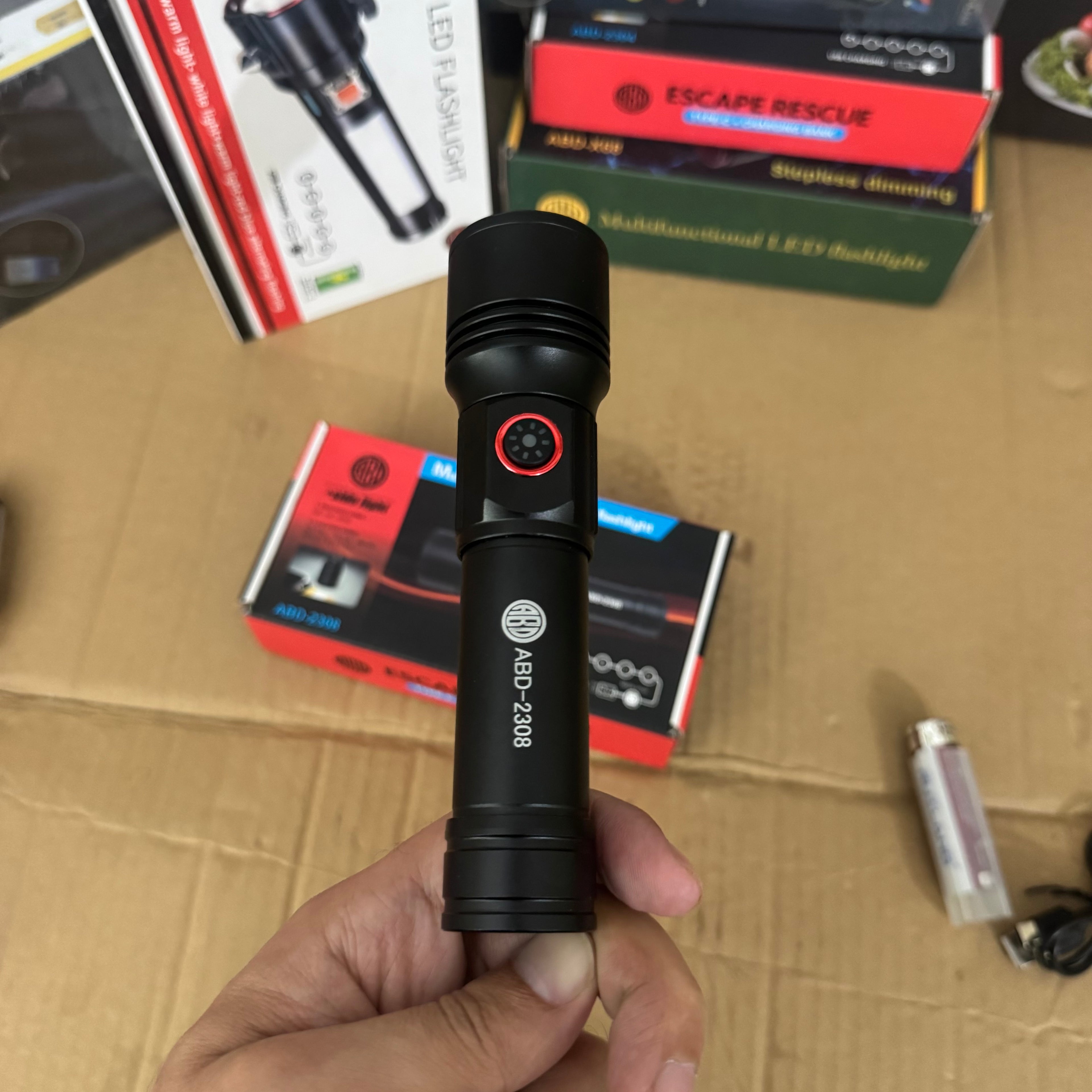 Lot Imported ABD Multifunctional Emergency Flashlight with Side Light-2308