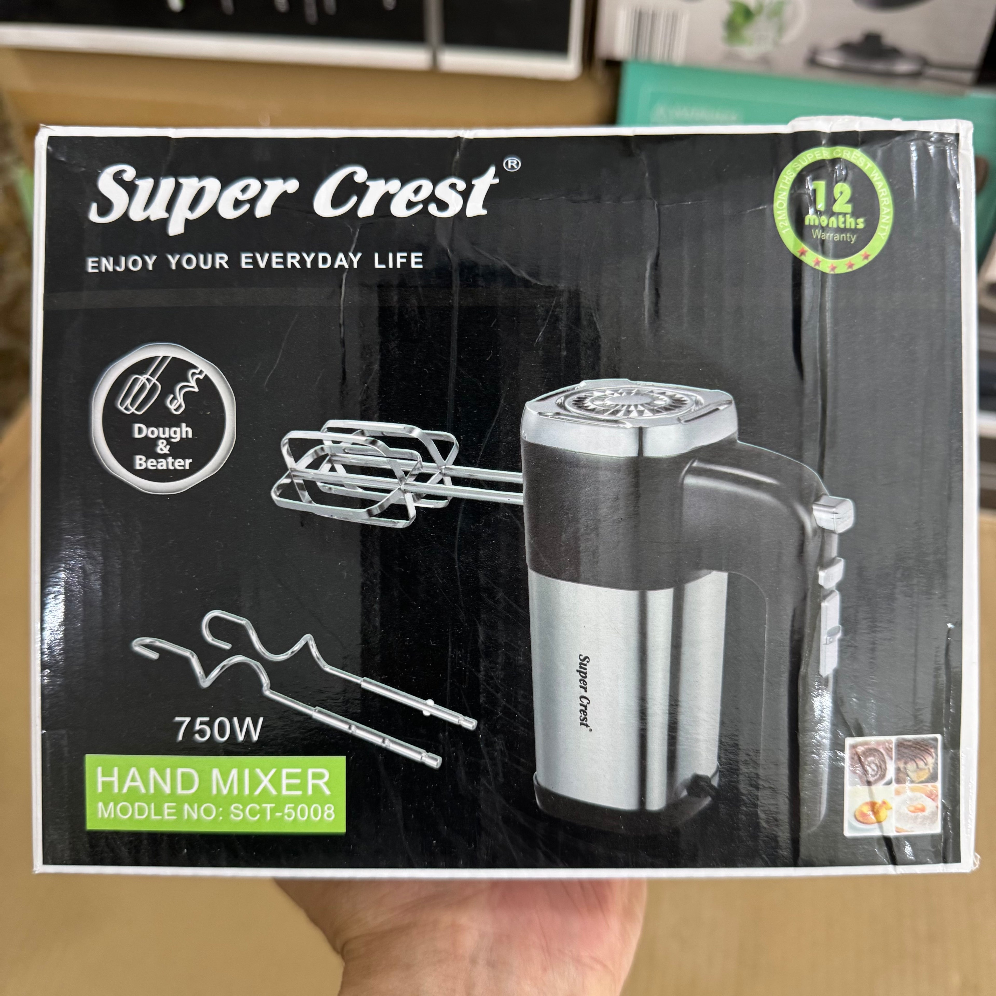Super Crest 750W Electric Hand Mixer - Model SCT-5008 Lot Imported