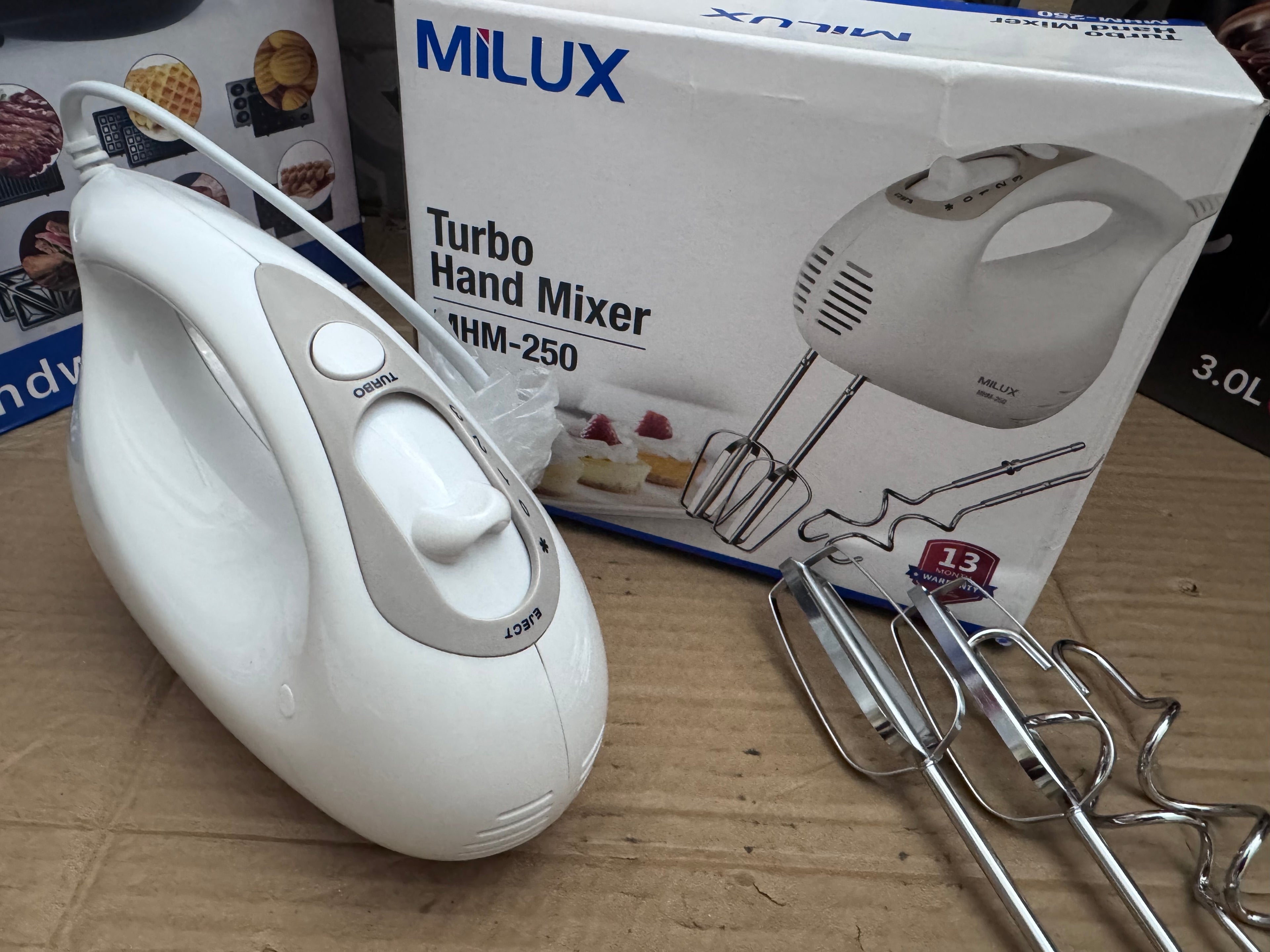 Milux Turbo Hand Mixer MHM-250 (Lot Imported) – Powerful Kitchen Hand Mixer in Pakistan
