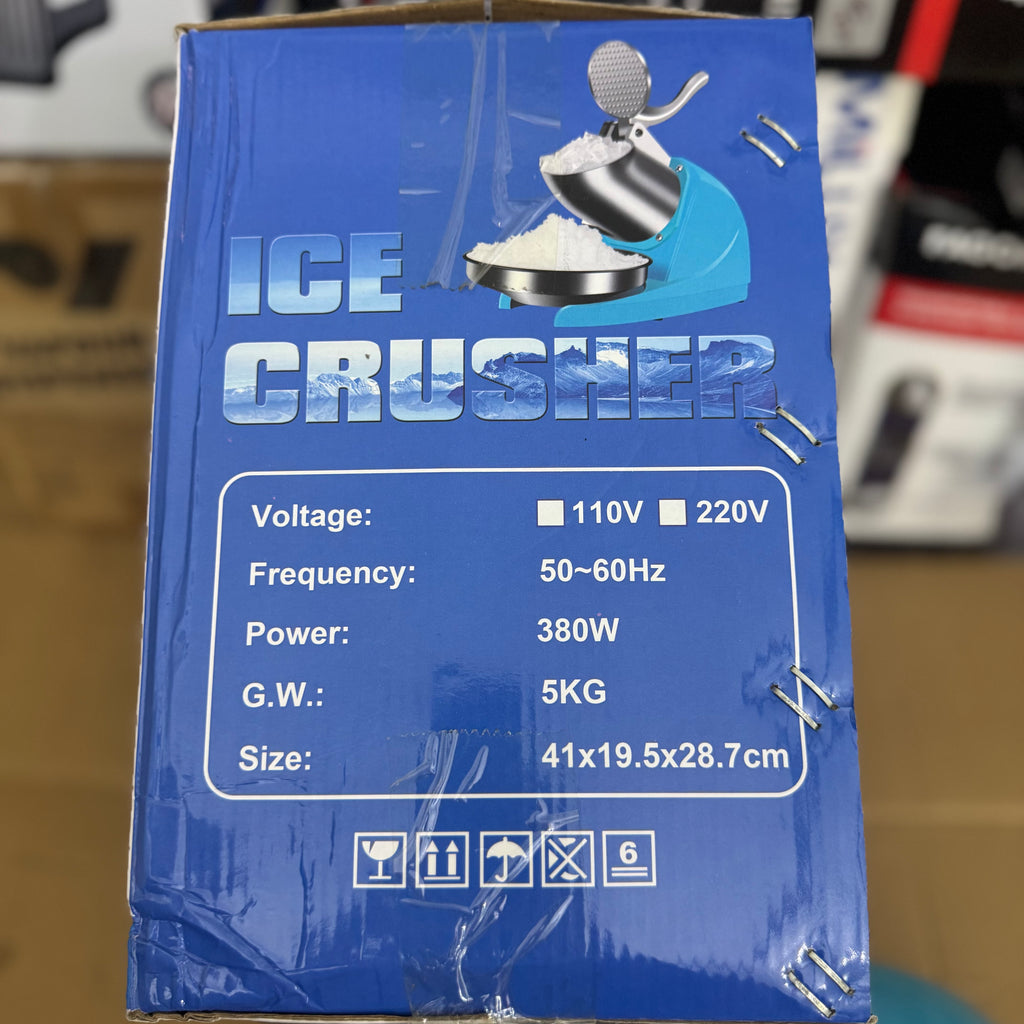 Electric Ice Crusher & Snow Cone Maker - Heavy Duty Dual Blade (Blue)