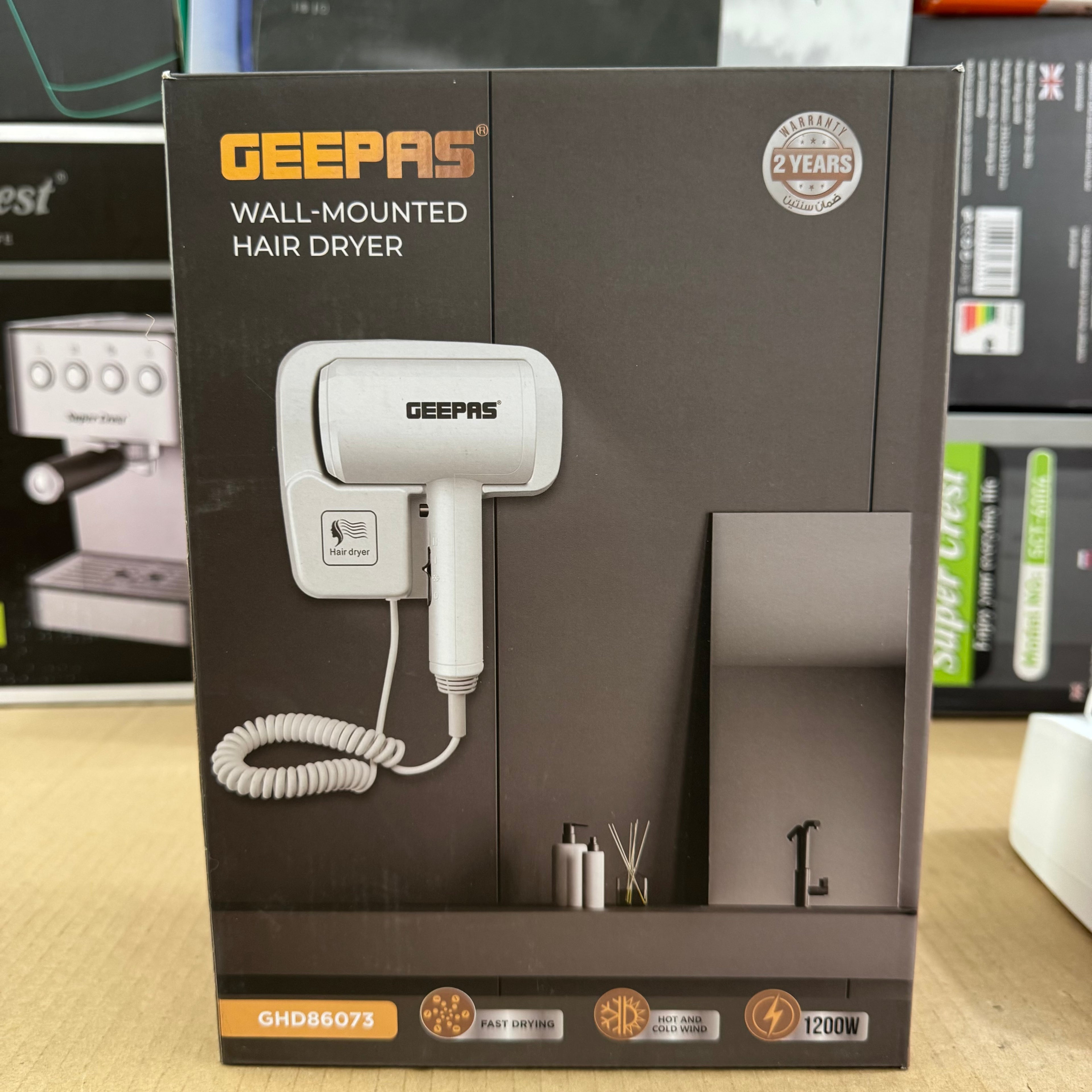 Geepas Wall-Mounted Hair Dryer (GHD86073) – Original