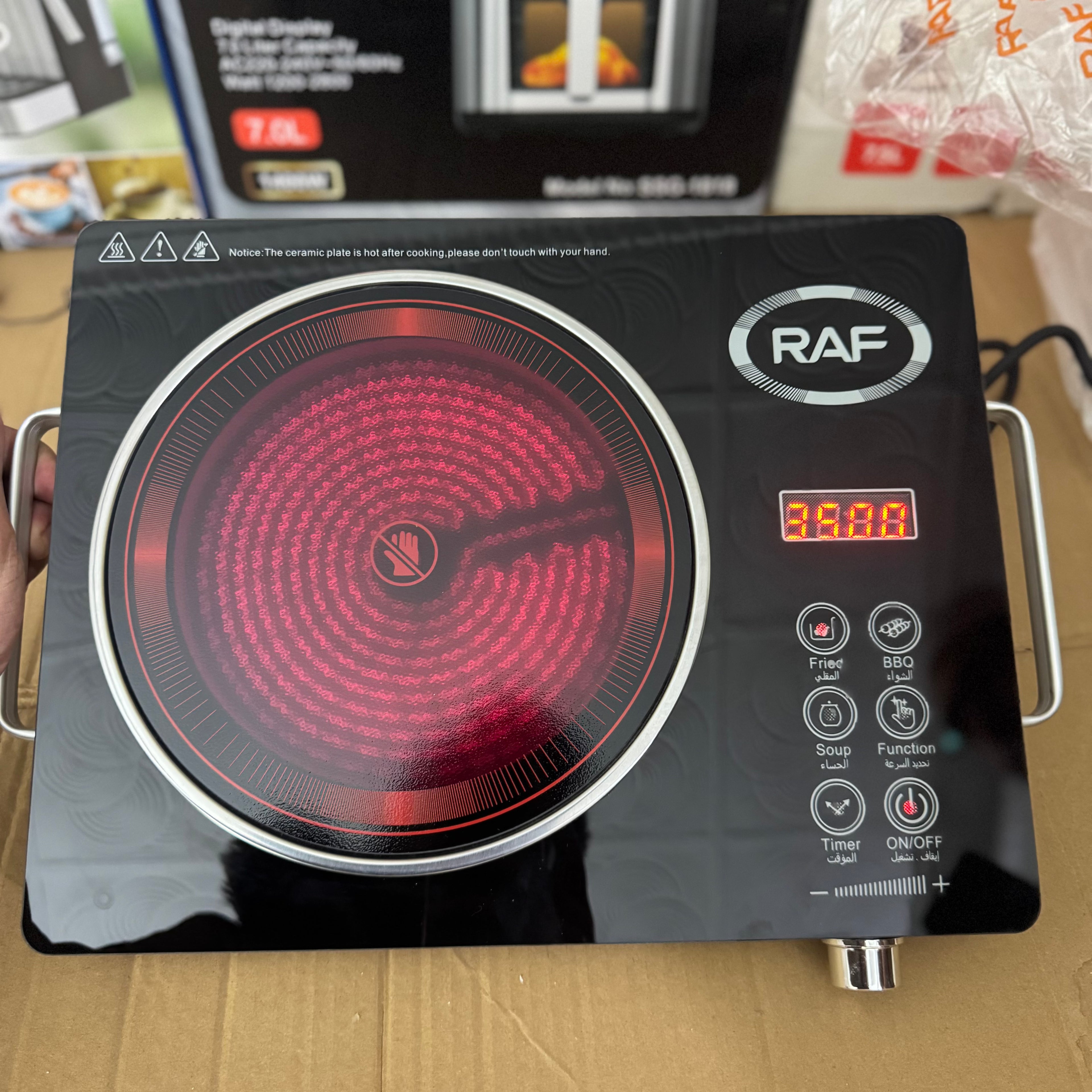 RAF R.8019 Professional Infrared Cooker | 3500W High-Power Digital Glass Cooktop-Russia Lot