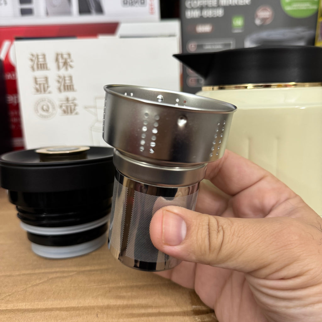 Premium 1.0L Insulated Thermal Tea Pot | Smart Temperature Display & Wood Handle