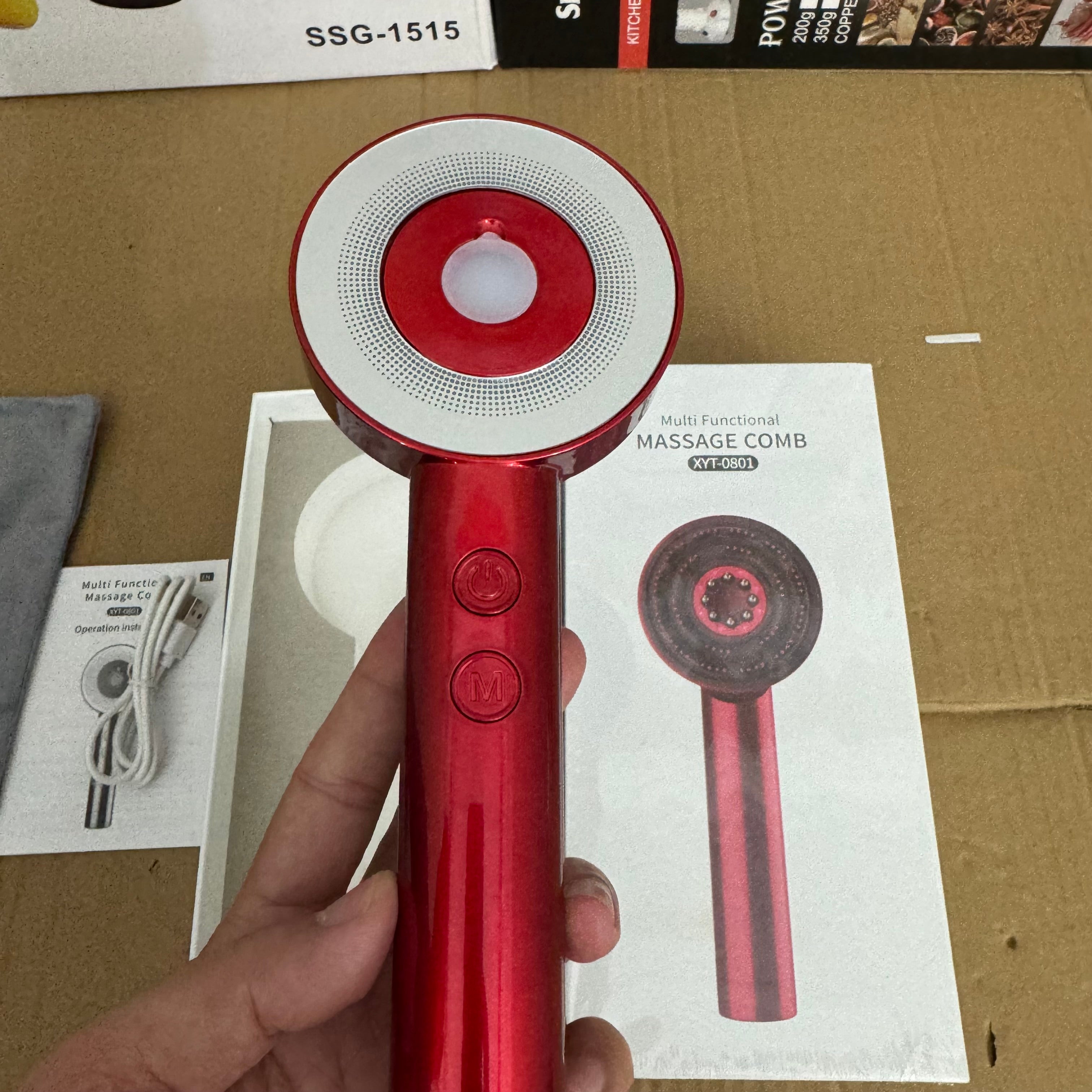 XYT-0801 Multi-Functional Electric Massage Comb – Scalp Massager Hair Growth Brush with Vibration & Red Light Therapy