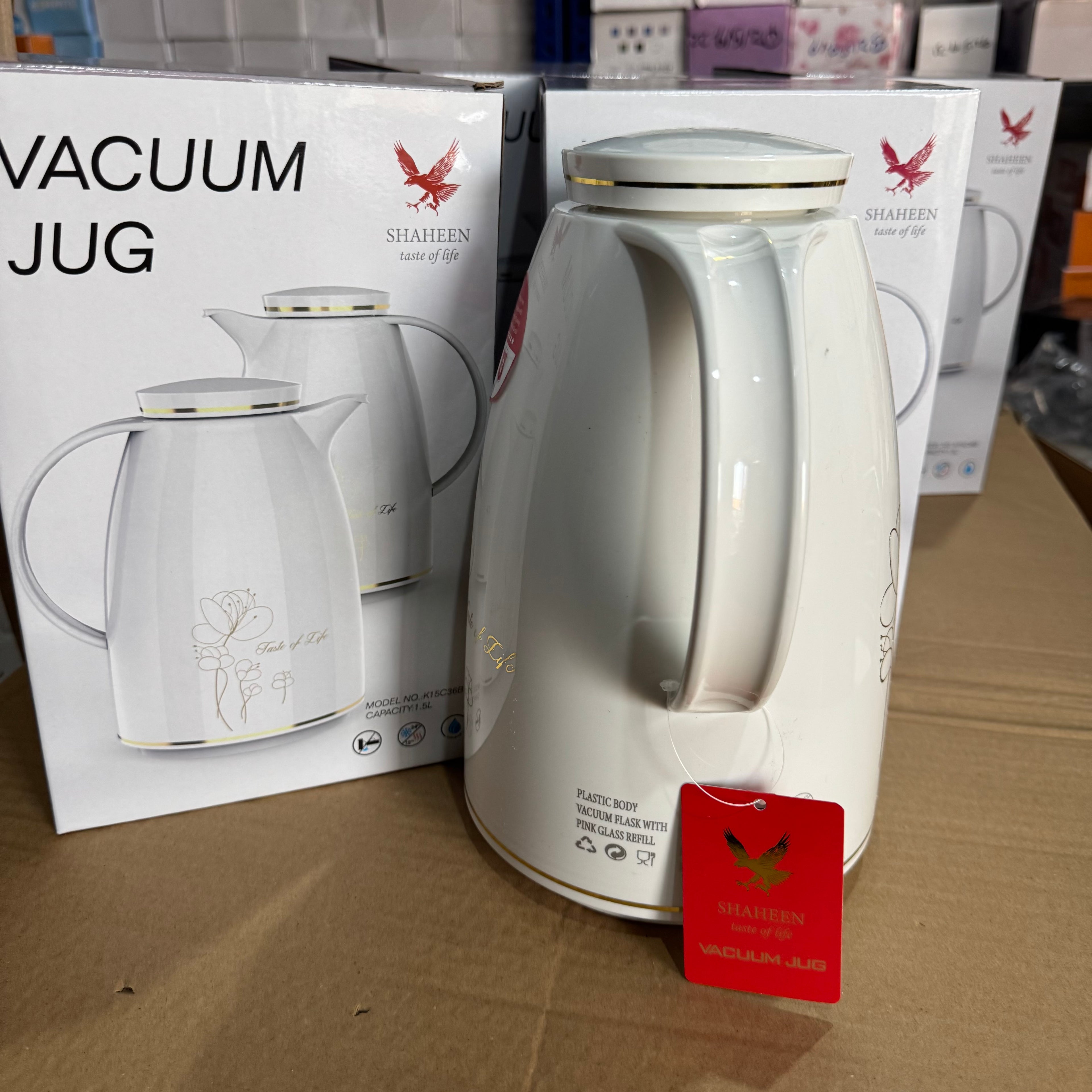 Shaheen 1.5L Vacuum Jug - Insulated Thermal Carafe for Coffee & Tea (Model K15C36B)